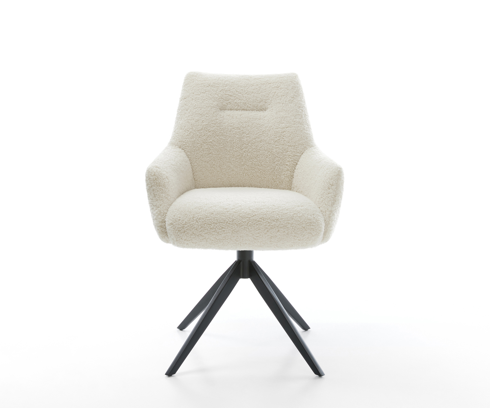 Étkezőszék Alja-Flex karfás teddy szövet bézs kereszt láb széles fekete 360° forgatható billenő zsákrugós matrac - Image 2