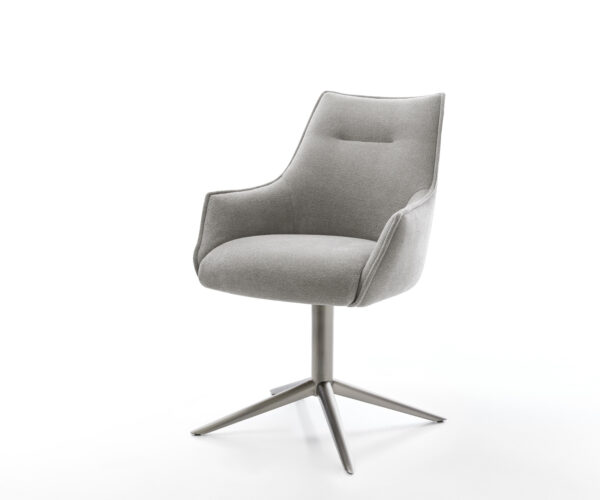 Étkezőszék Alja-Flex karfás strukturált szövet puha szürke kereszt láb grafit 360° forgatható billenő zsákrugós matrac