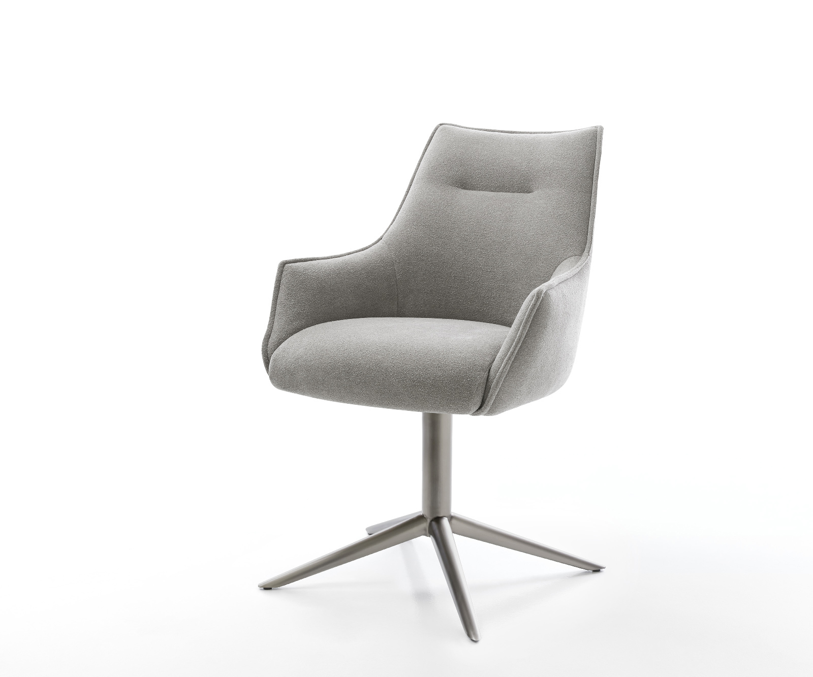 Étkezőszék Alja-Flex karfás strukturált szövet puha szürke kereszt láb grafit 360° forgatható billenő zsákrugós matrac