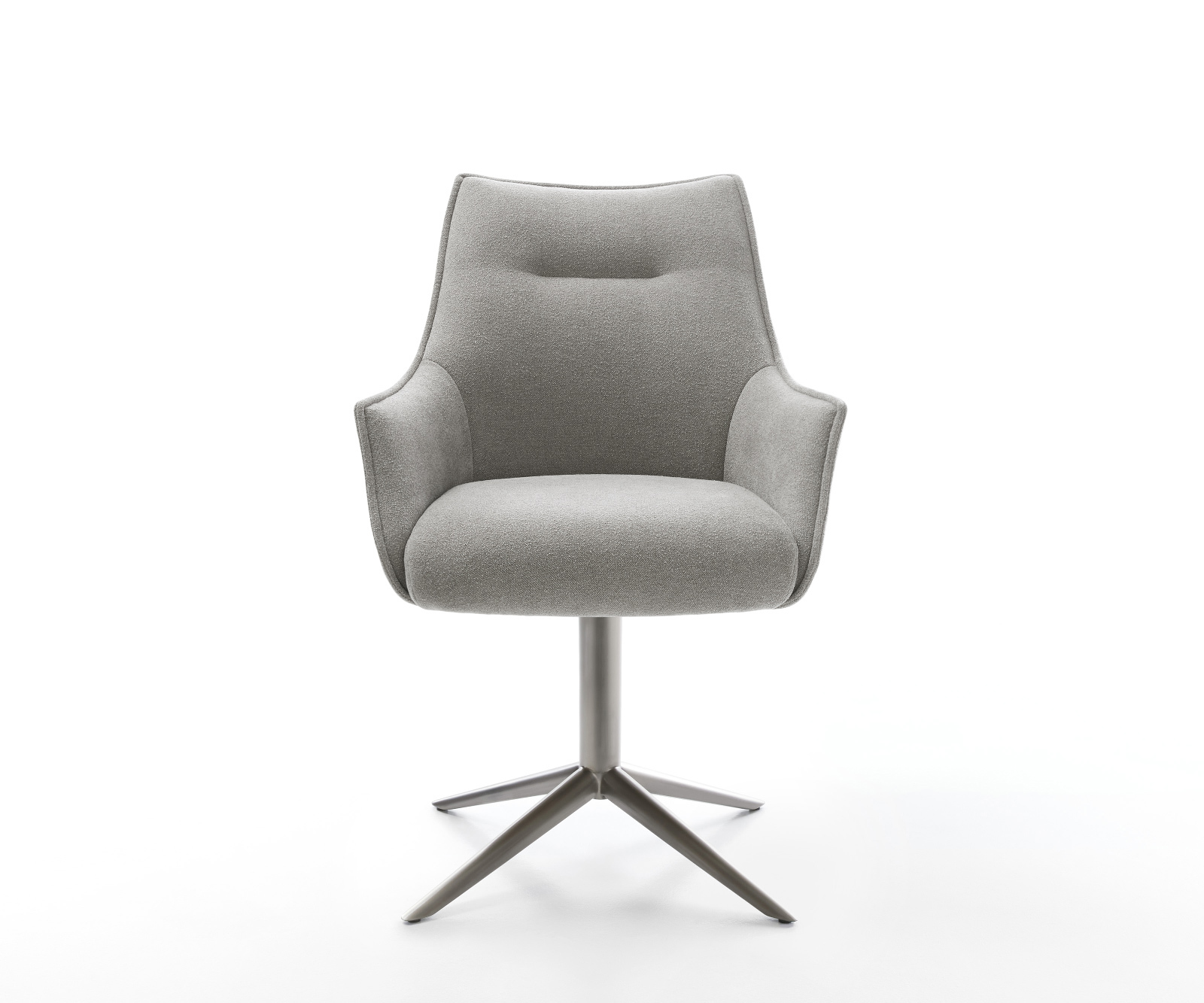 Étkezőszék Alja-Flex karfás strukturált szövet puha szürke kereszt láb grafit 360° forgatható billenő zsákrugós matrac - Image 2