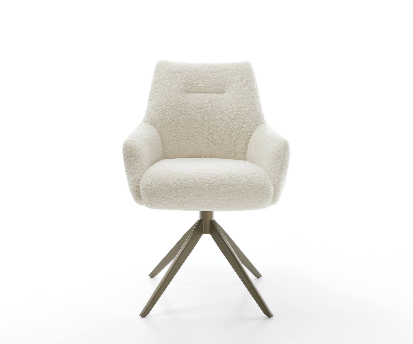 Étkezőszék Alja-Flex karfás teddy szövet bézs kereszt láb széles titán színű 360° forgatható billenő zsákrugós matrac - Image 2