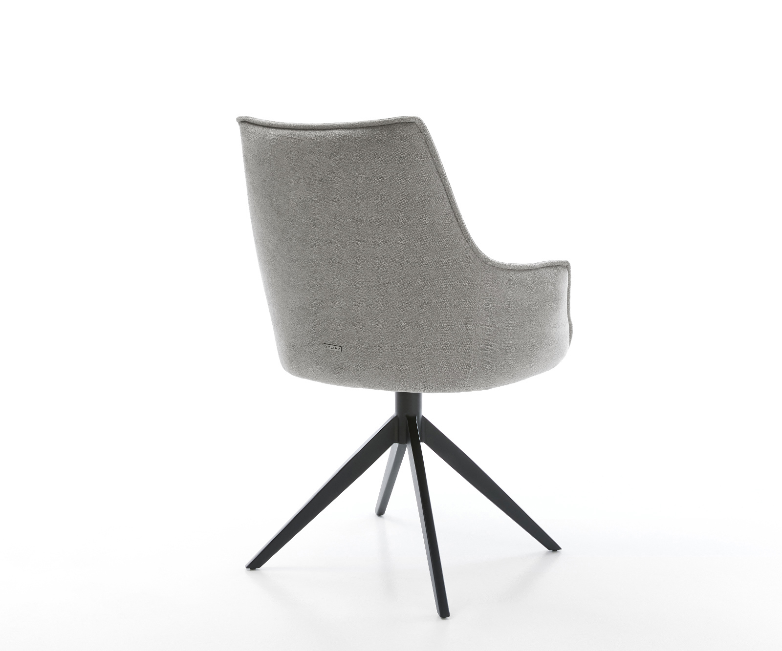 Étkezőszék Alja-Flex karfás strukturált szövet puha szürke kereszt láb széles fekete 360° forgatható billenő zsákrugós matrac - Image 5