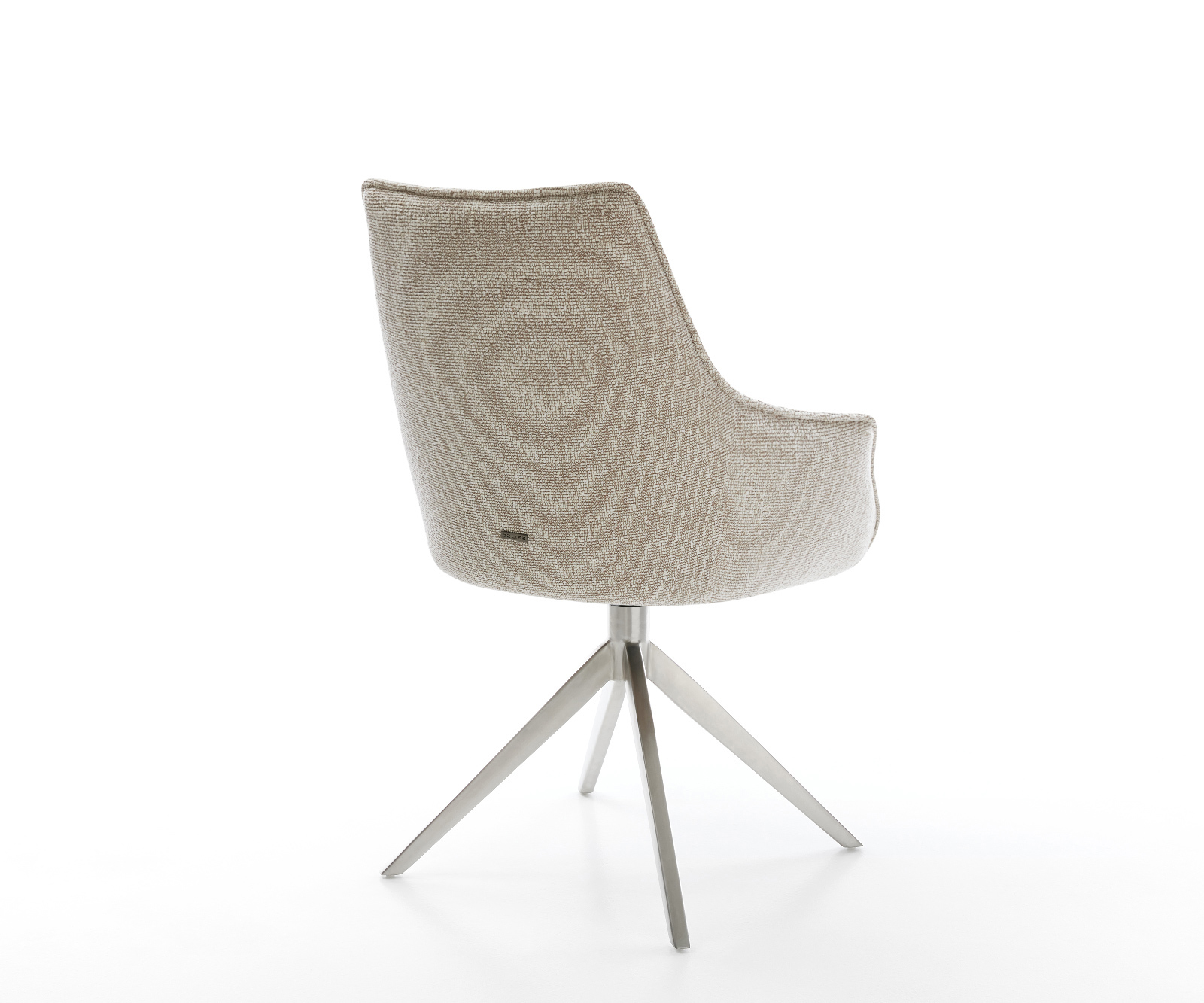 Étkezőszék Alja-Flex karfás szövettel puha bézs kereszt láb széles rozsdamentes acél 360° forgatható billenő zsákrugós matrac - Image 5