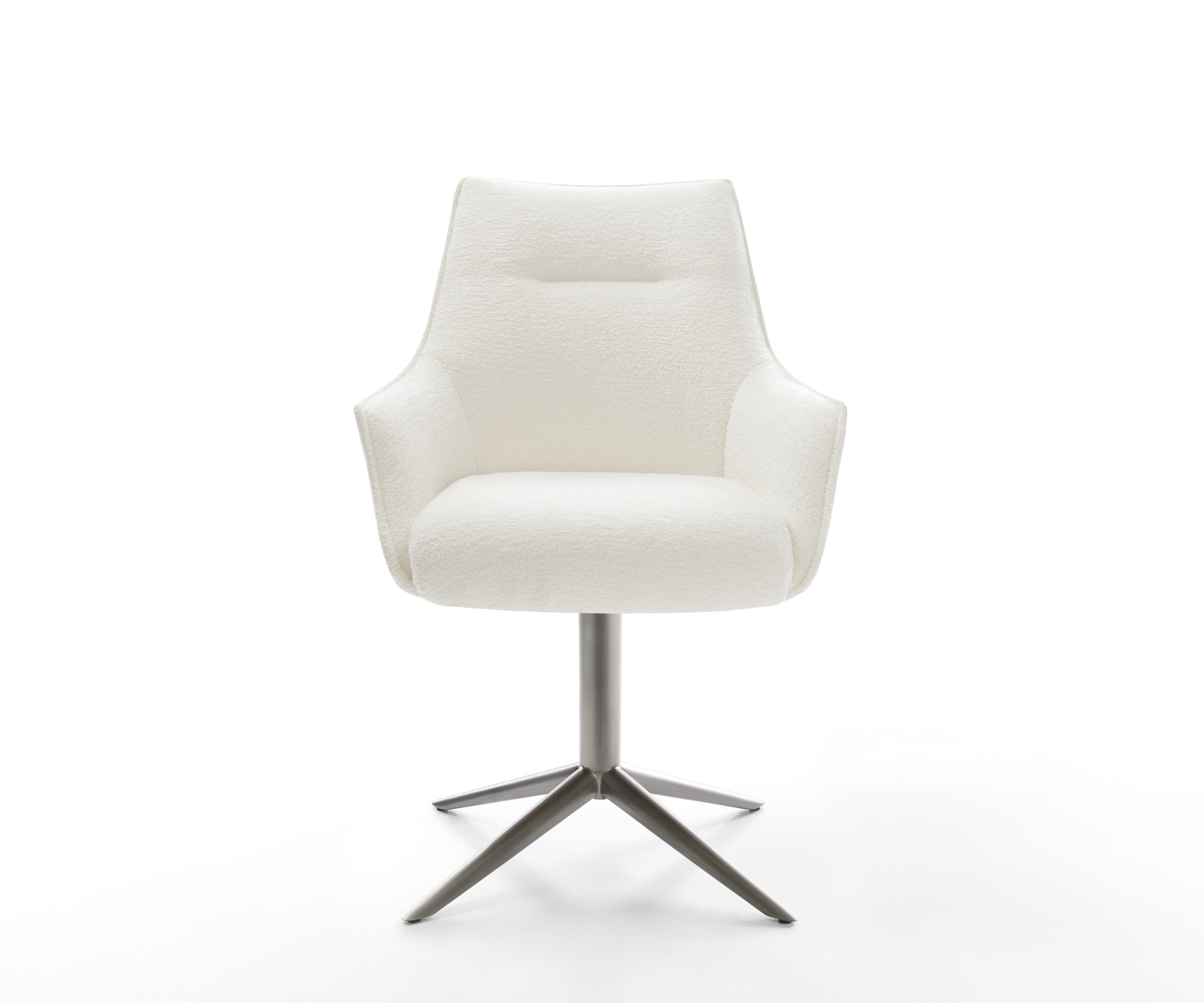 Étkezőszék Alja-Flex karfás bouclé puha bézs kereszt láb grafit 360° forgatható billenő zsákrugós matrac - Image 2