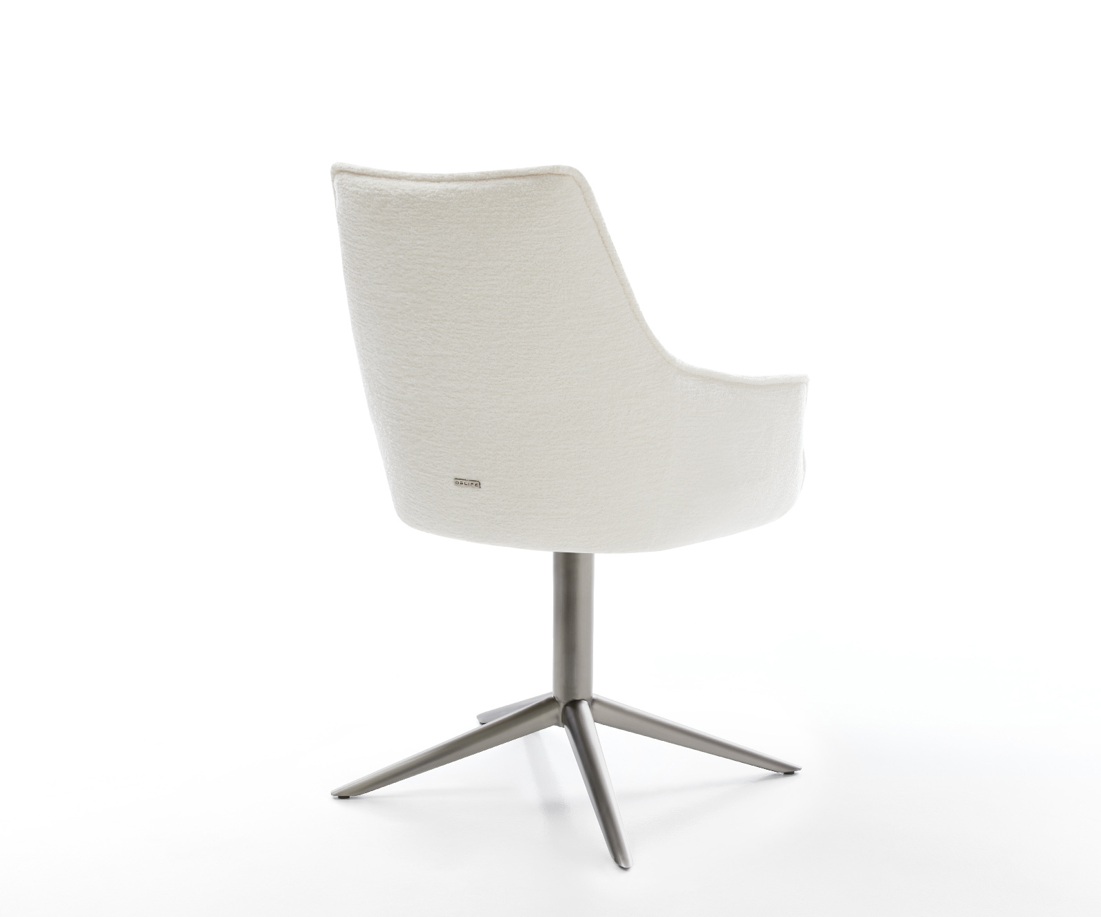 Étkezőszék Alja-Flex karfás bouclé puha bézs kereszt láb grafit 360° forgatható billenő zsákrugós matrac - Image 5