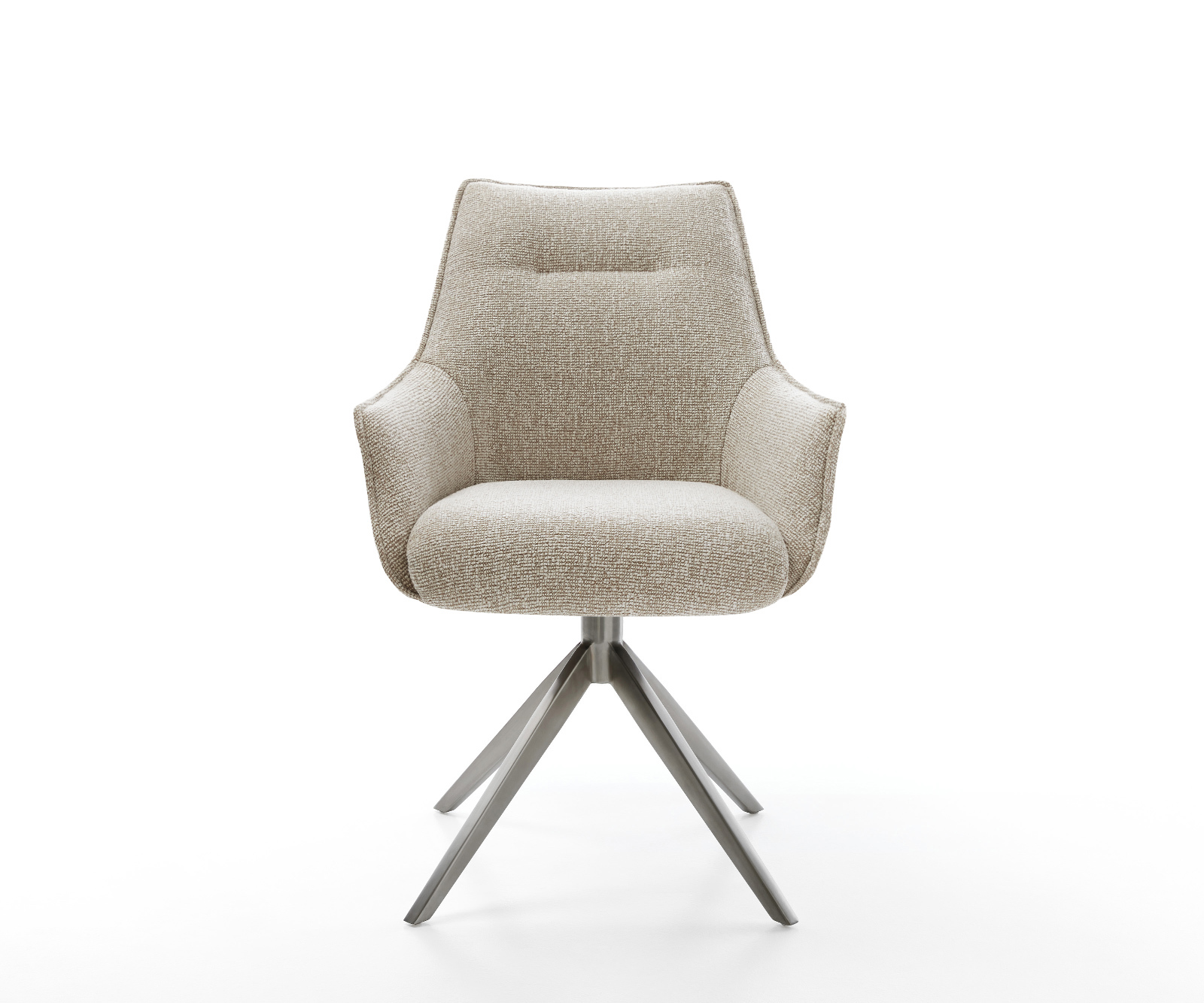 Étkezőszék Alja-Flex karfás szövettel puha bézs széles kereszt láb grafit 360° forgatható billenő zsákrugós matrac - Image 2