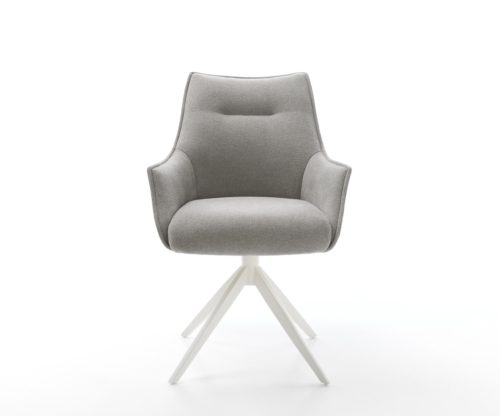 Étkezőszék Alja-Flex karfás strukturált szövet puha szürke kereszt láb széles fehér 360° forgatható billenő funkció zsákrugós - Image 2