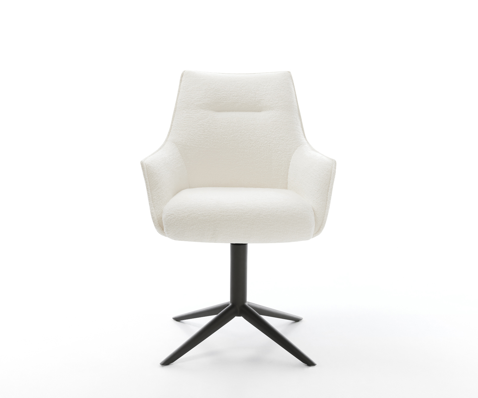 Étkezőszék Alja-Flex karfás bouclé puha bézs fekete kereszt láb 360° forgatható billenő funkció zsákrugó - Image 2