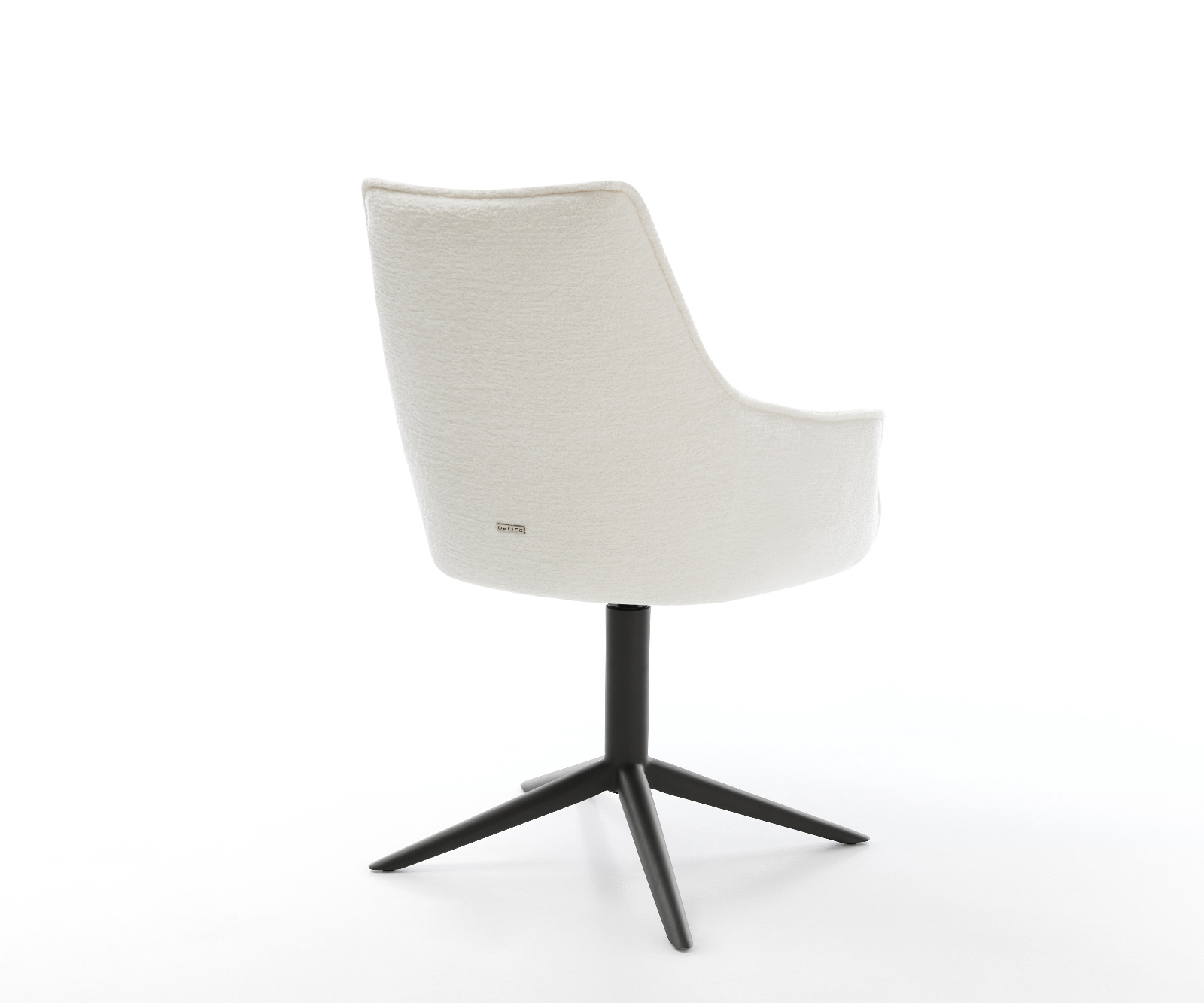 Étkezőszék Alja-Flex karfás bouclé puha bézs fekete kereszt láb 360° forgatható billenő funkció zsákrugó - Image 5