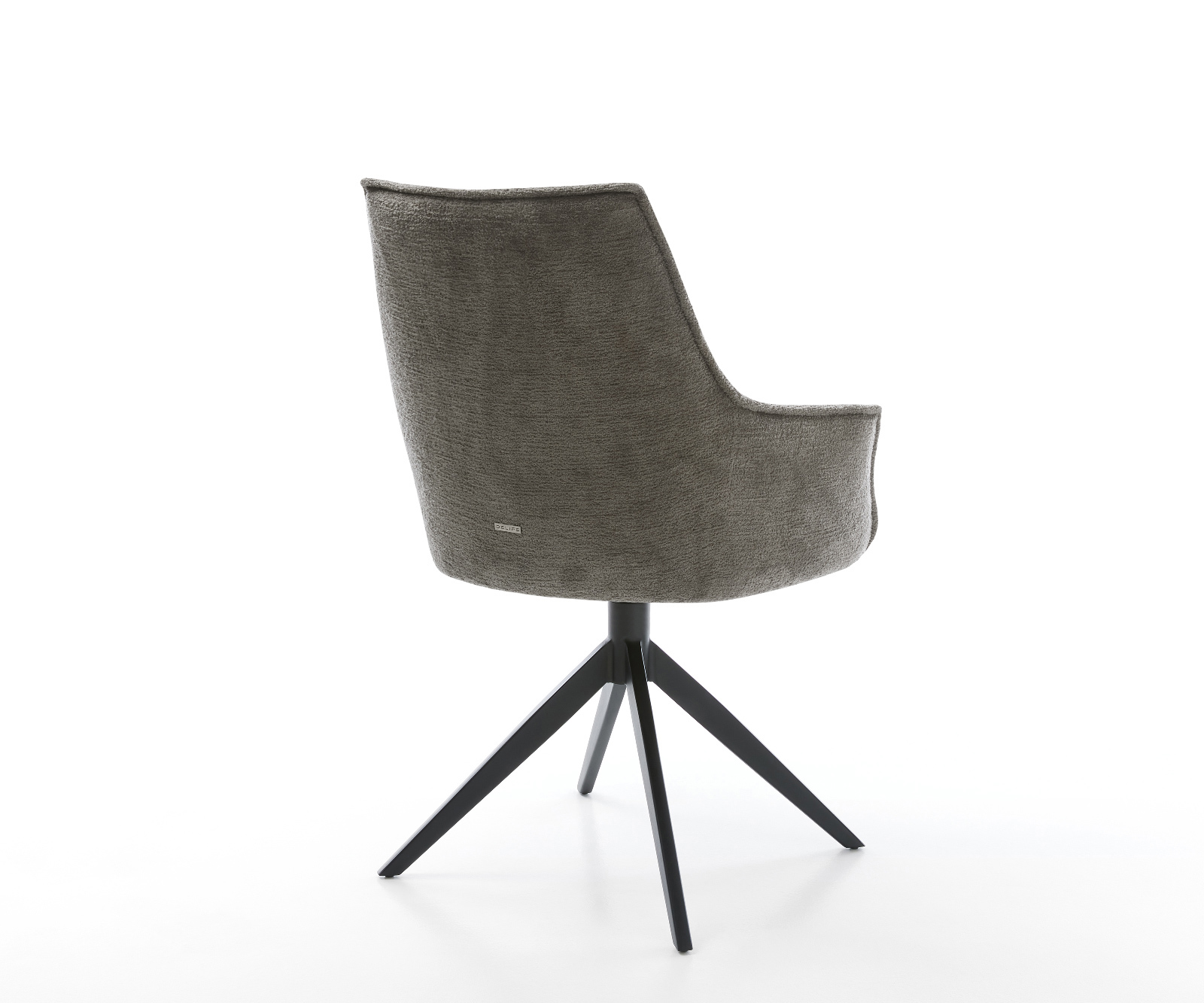 Étkezőszék Alja-Flex karfás bouclé puha sötét bézs kereszt láb széles fekete 360° forgatható billenő zsákrugós matrac - Image 5