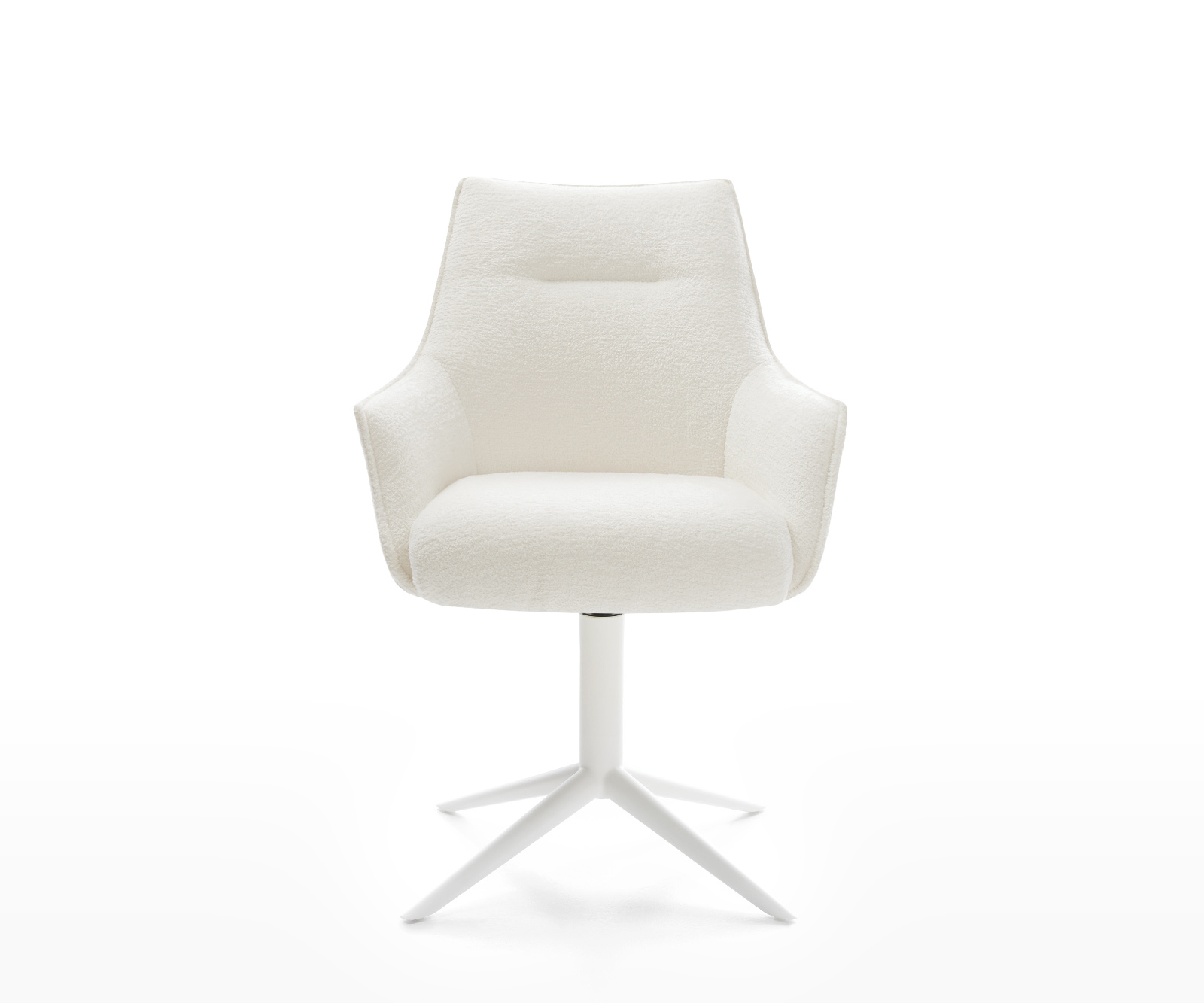 Étkezőszék Alja-Flex karfás bouclé puha bézs fehér kereszt láb 360° forgatható billenő zsákrugó - Image 2