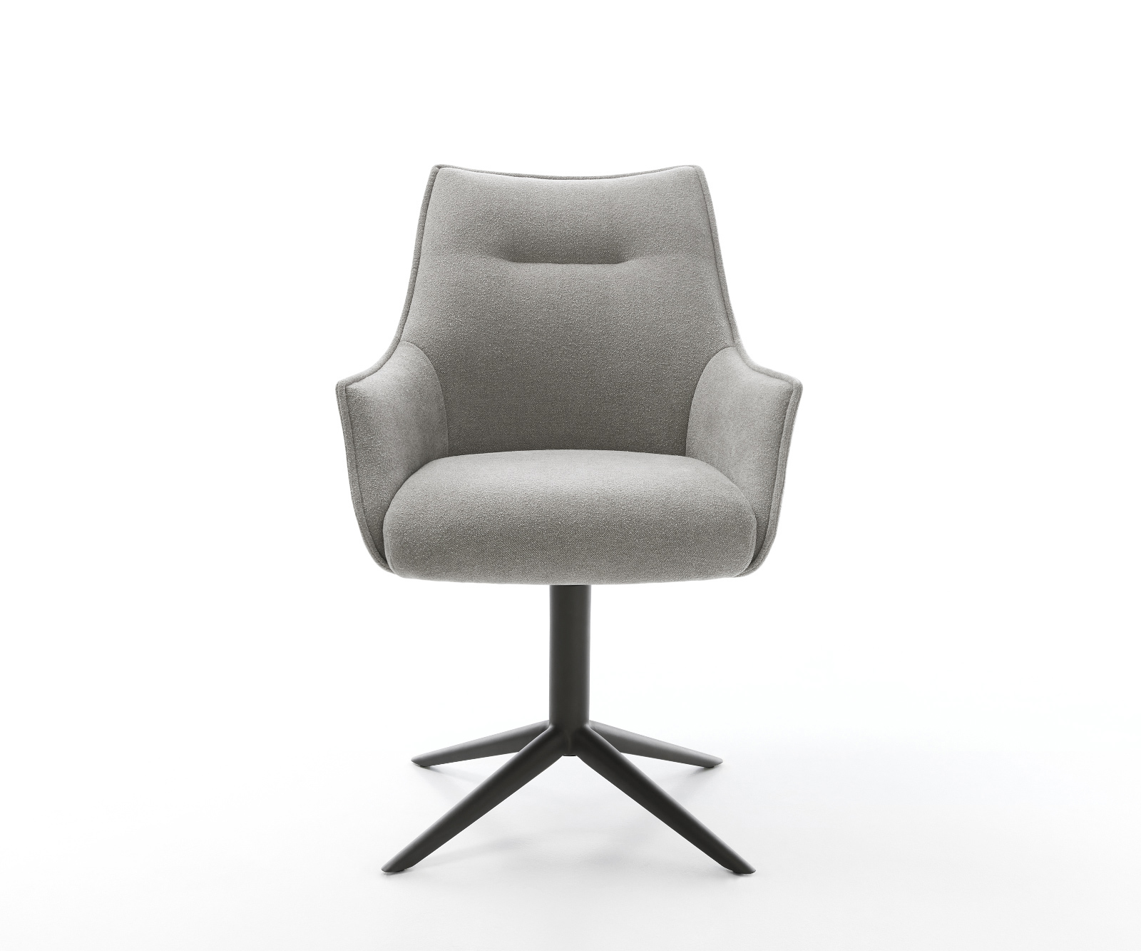 Étkezőszék Alja-Flex karfás strukturált szövet puha szürke fekete kereszt láb 360° forgatható billenő zsákrugós matrac - Image 2