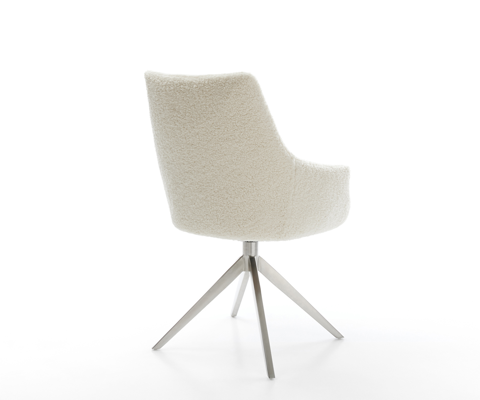 Étkezőszék Alja-Flex karfás teddy szövet bézs kereszt láb széles rozsdamentes acél 360° forgatható billenő zsákrugós - Image 5