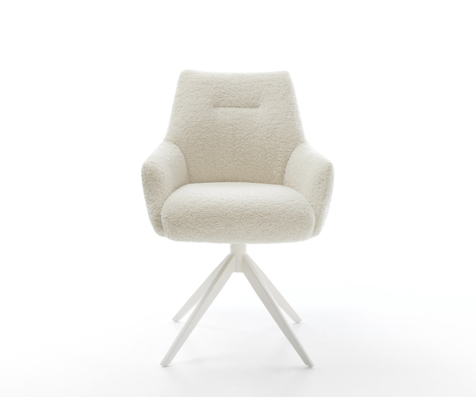 Étkezőszék Alja-Flex karfás teddy szövet bézs kereszt láb széles fehér 360°-ban forgatható billenő zsákrugós - Image 2