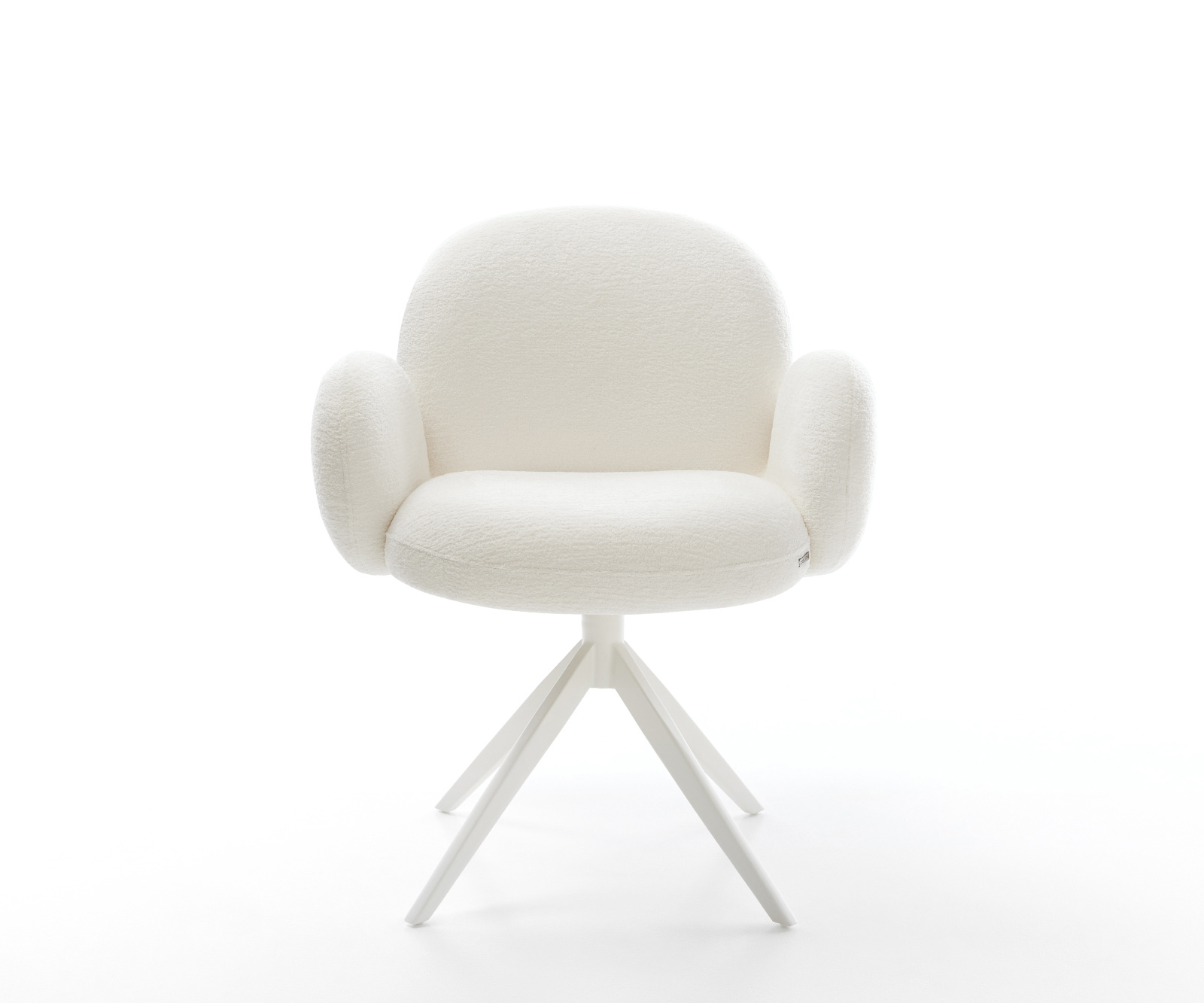 Étkezőszék Nube-Flex karfás bouclé puha bézs kereszt láb széles fehér 360° forgatható billenő zsákrugós - Image 2