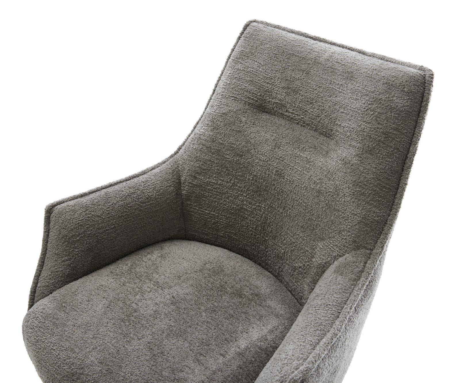 Étkezőszék Alja-Flex karfás bouclé puha sötét bézs kereszt láb széles fehér 360° forgatható billenő zsákrugós - Image 4