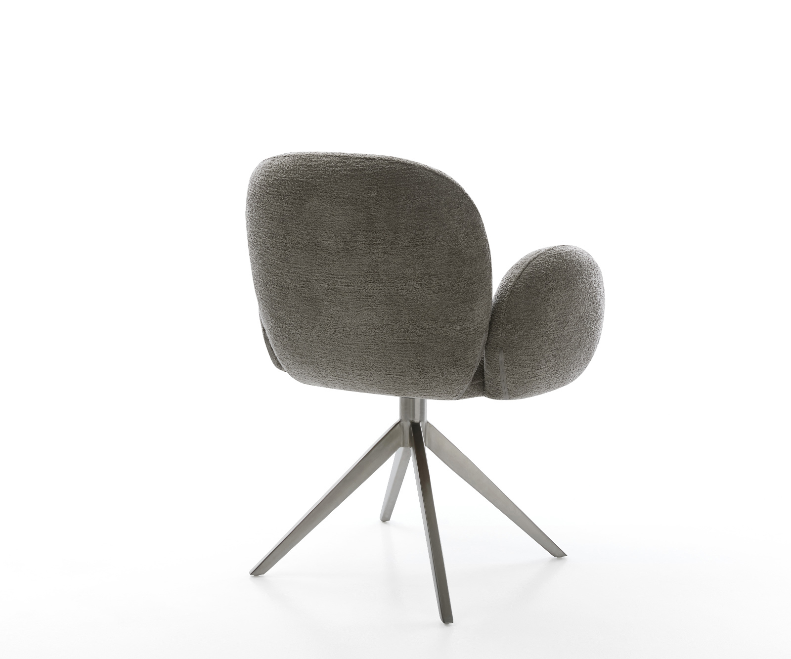 Étkezőszék Nube-Flex karfás bouclé puha sötét bézs kereszt láb széles grafit 360° forgatható billenő zsákrugós matrac - Image 5