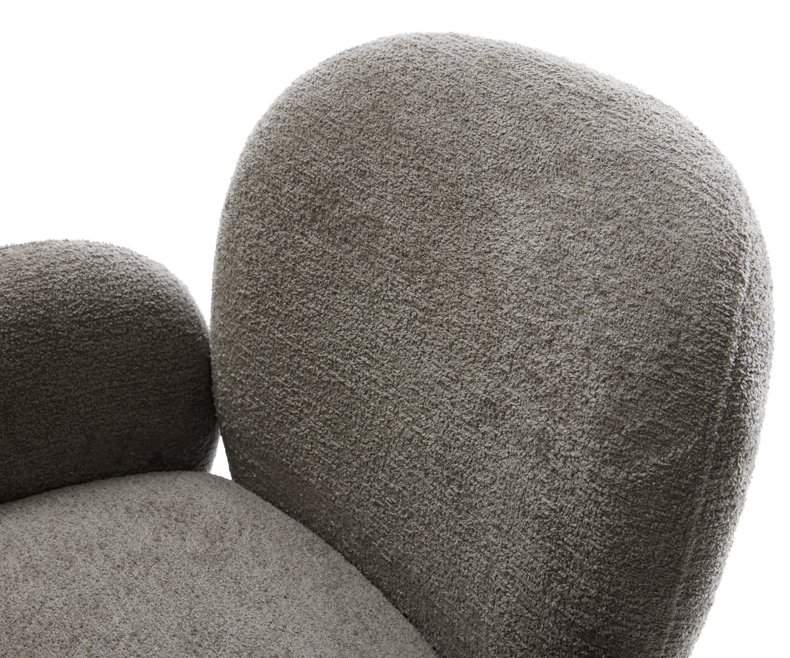 Étkezőszék Nube-Flex karfás bouclé puha sötét bézs kereszt láb széles fekete 360° forgatható billenő zsákrugós matrac - Image 4