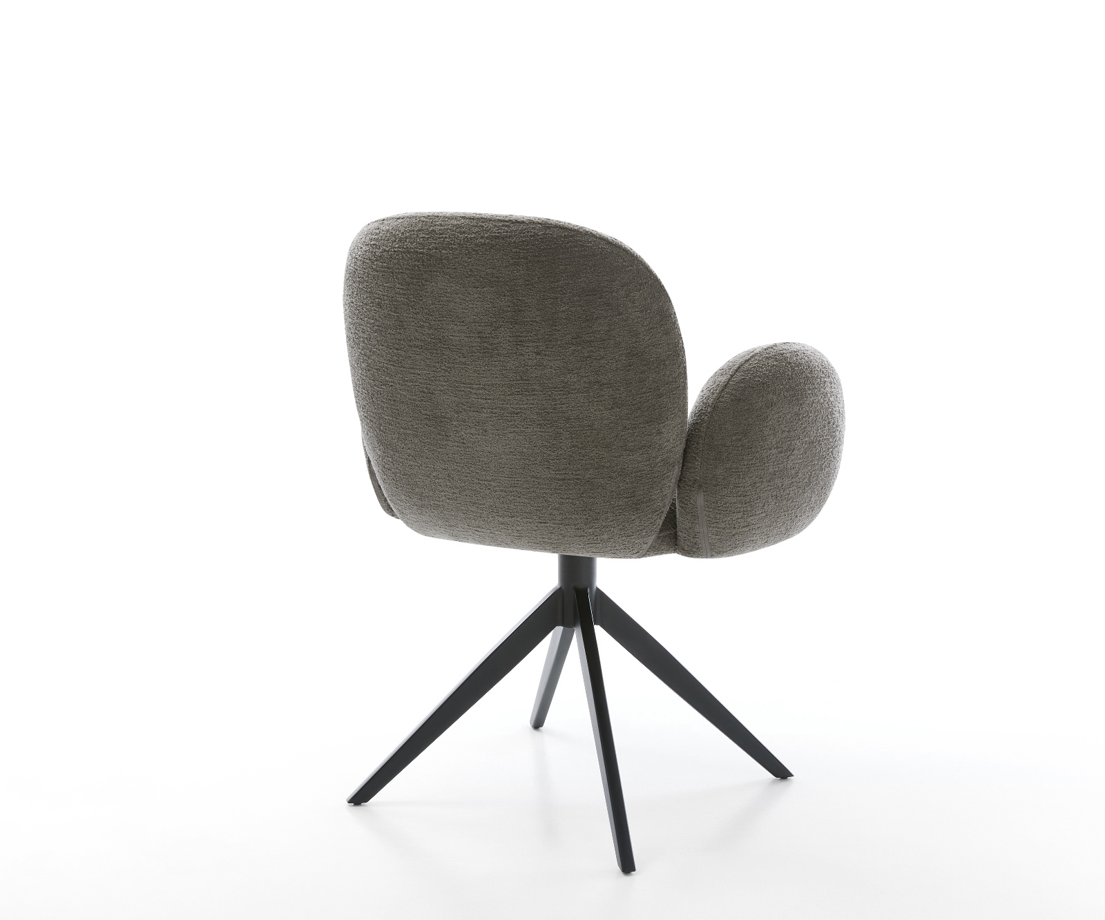 Étkezőszék Nube-Flex karfás bouclé puha sötét bézs kereszt láb széles fekete 360° forgatható billenő zsákrugós matrac - Image 5