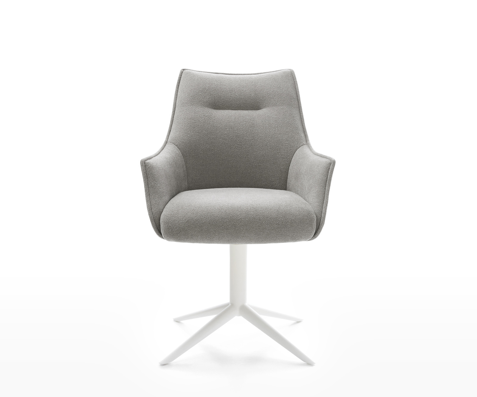 Étkezőszék Alja-Flex karfás strukturált szövet puha szürke fehér kereszt láb 360° forgatható billenő zsákrugós - Image 2