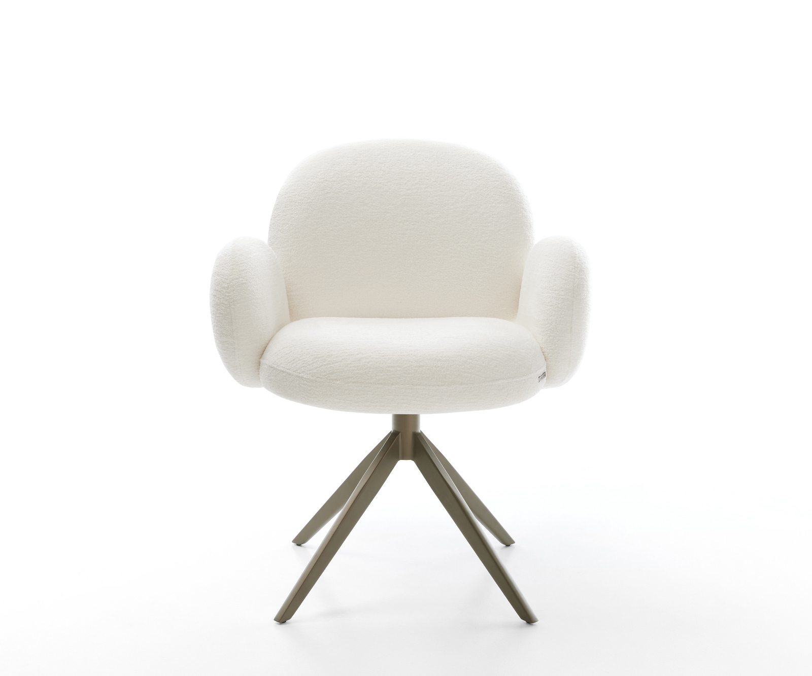 Étkezőszék Nube-Flex karfás bouclé puha bézs kereszt láb széles titánszínű hatás 360° forgatható billenő zsákrugós matrac - Image 2