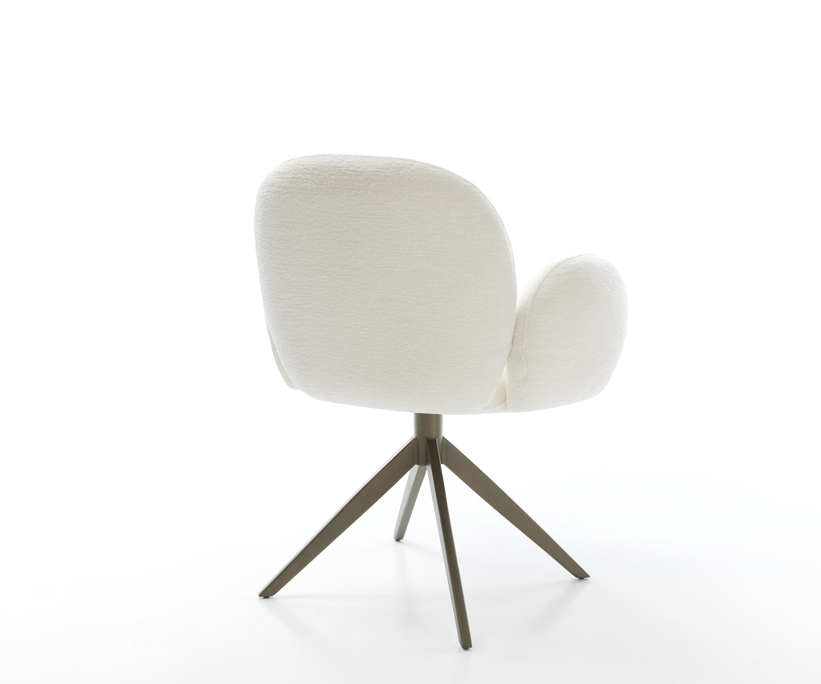 Étkezőszék Nube-Flex karfás bouclé puha bézs kereszt láb széles titánszínű hatás 360° forgatható billenő zsákrugós matrac - Image 5