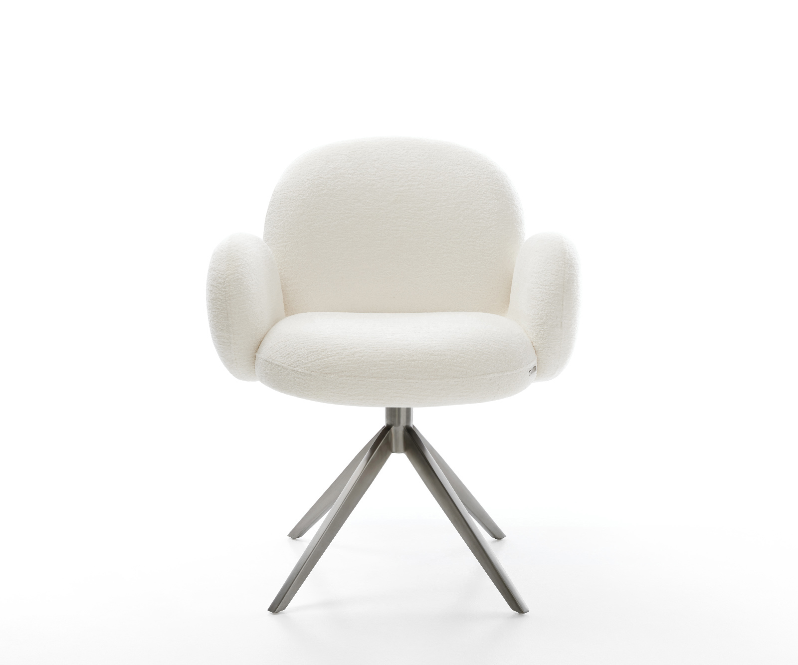 Étkezőszék Nube-Flex karfás bouclé puha bézs kereszt láb széles grafit 360° forgatható billenő zsákrugós - Image 2