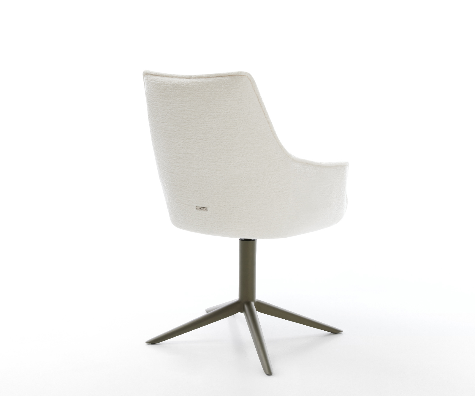 Étkezőszék Alja-Flex karfás bouclé puha bézs kereszt láb titán színű hatvan fokban forgatható billenő zsákrugós matraccal - Image 5