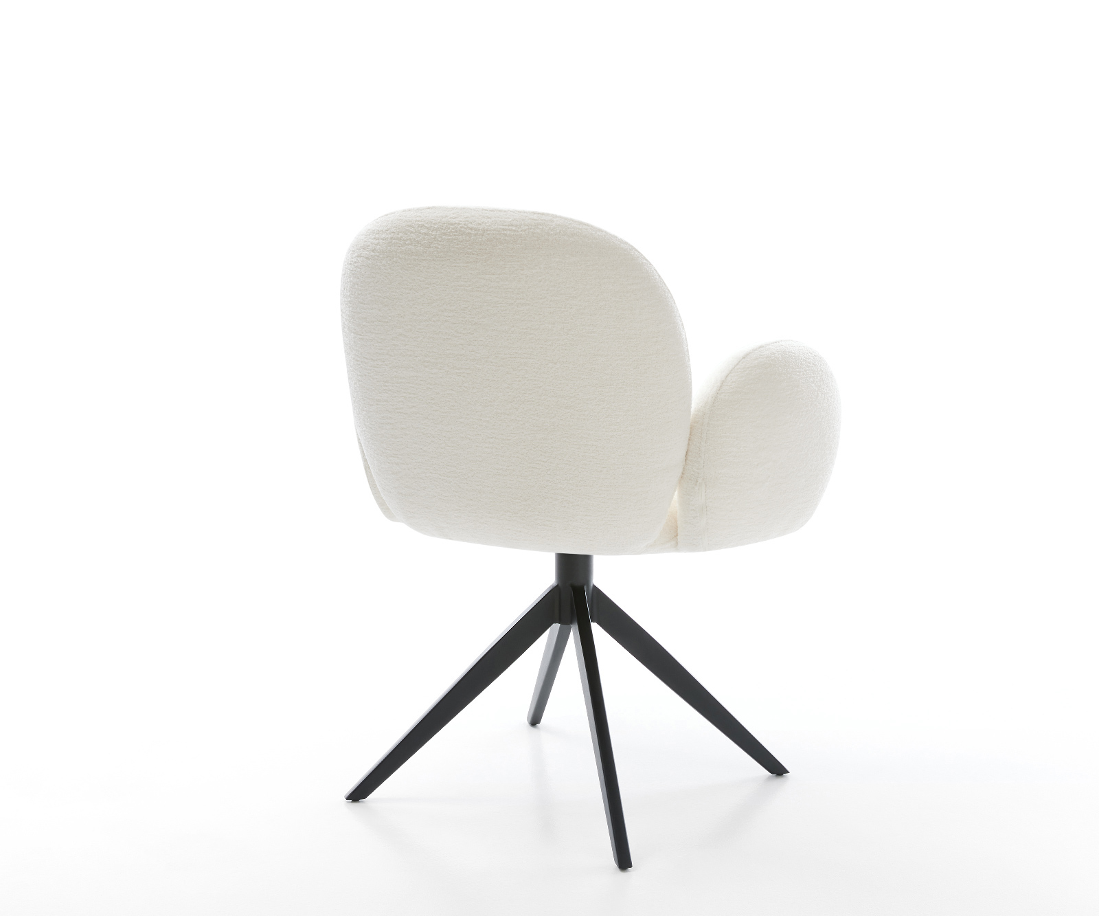 Étkezőszék Nube-Flex karfás bouclé puha bézs kereszt láb széles fekete 360° forgatható billenő zsákrugós matrac - Image 5