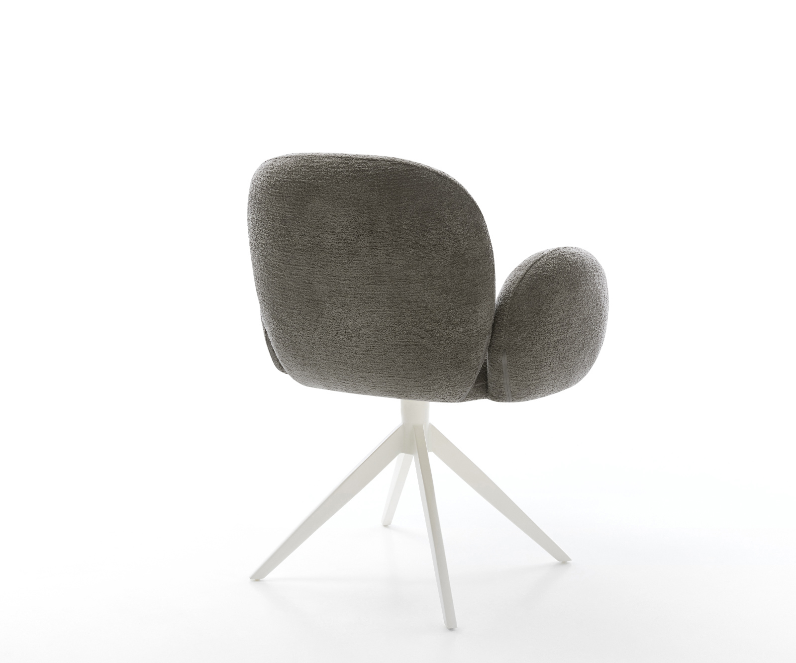 Étkezőszék Nube-Flex karfás bouclé puha sötét bézs kereszt láb széles fehér 360° forgatható billenő zsákrugós - Image 5