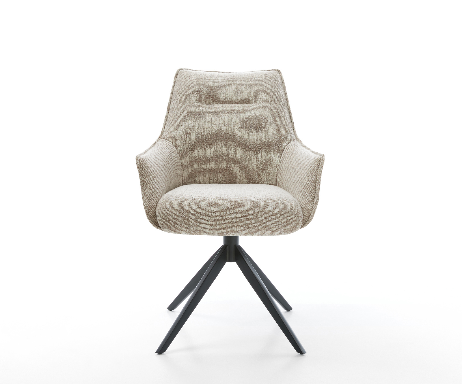 Étkezőszék Alja-Flex karfás szövetszövet puha bézs kereszt láb széles fekete 360° forgatható billenő zsákrugós matrac - Image 2