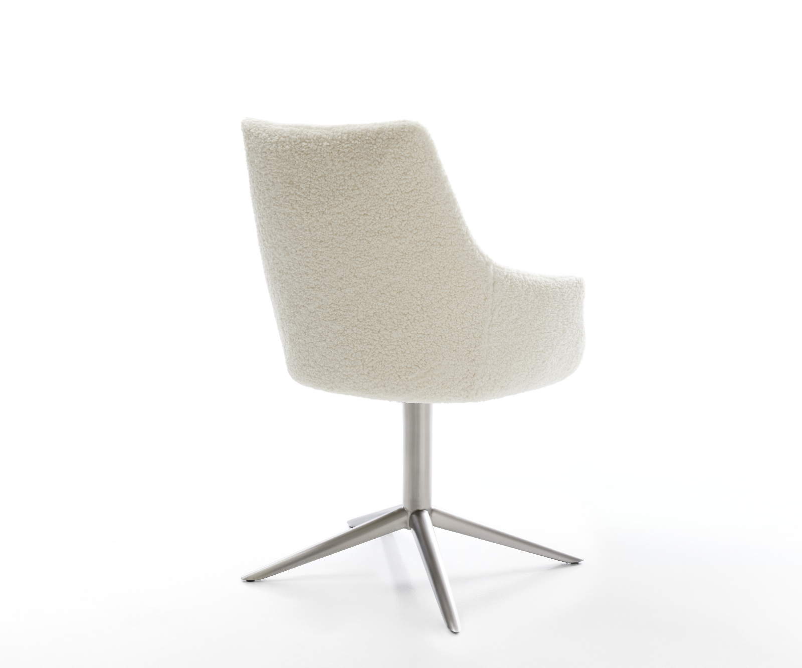 Étkezőszék Alja-Flex karfás teddy szövet bézs rozsdamentes acél kereszt láb 360° forgatható billenő zsákrugós matrac - Image 5