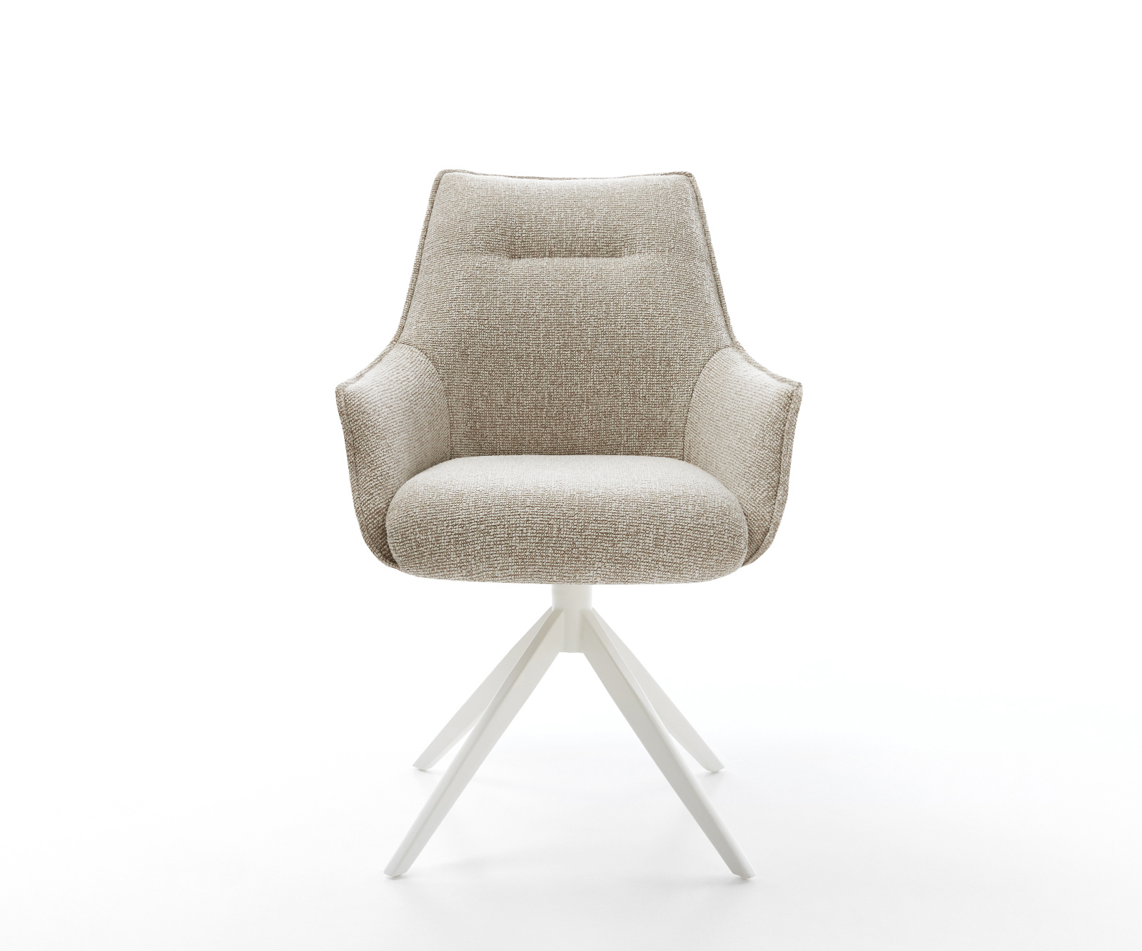 Étkezőszék Alja-Flex karfás szövetszövet puha bézs kereszt láb széles fehér 360° forgatható billenő zsákrugós - Image 2