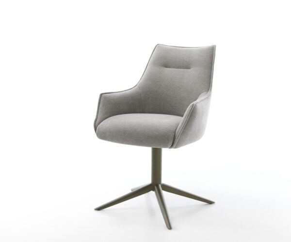 Étkezőszék Alja-Flex karfás strukturált szövet puha szürke kereszt láb titán színű hatvan fokban forgatható billenő zsákrugós