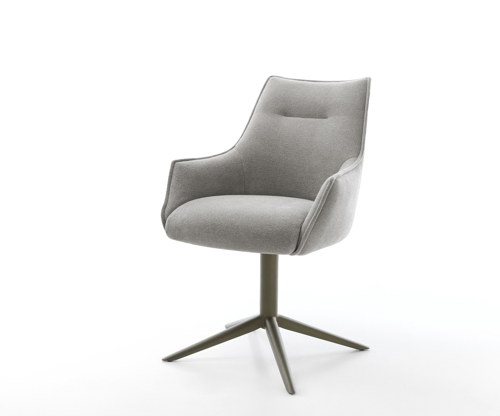 Étkezőszék Alja-Flex karfás strukturált szövet puha szürke kereszt láb titán színű hatvan fokban forgatható billenő zsákrugós