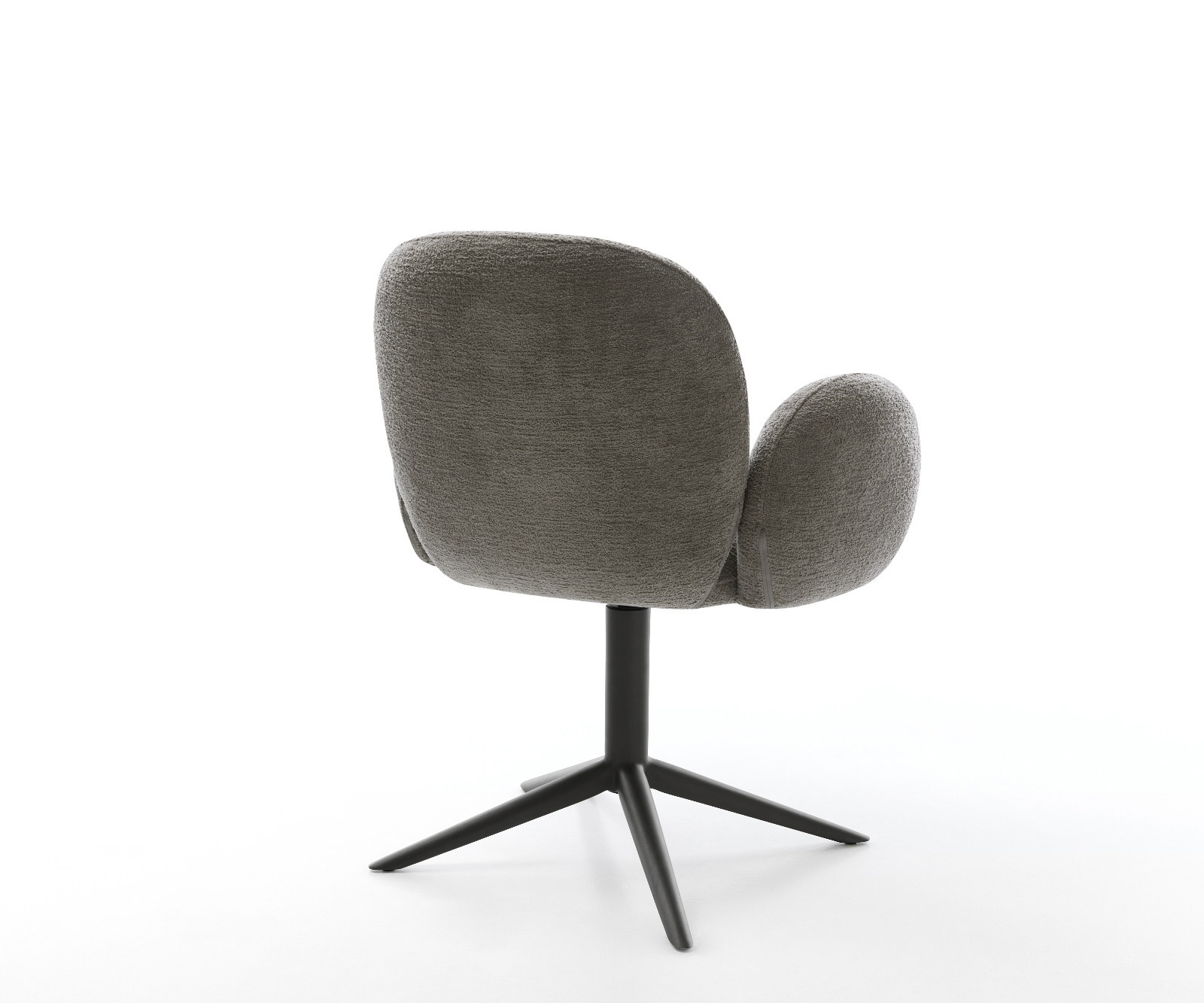 Étkezőszék Nube-Flex karfás bouclé puha sötét bézs kereszt láb fekete 360° forgatható billenő zsákrugós matrac - Image 5