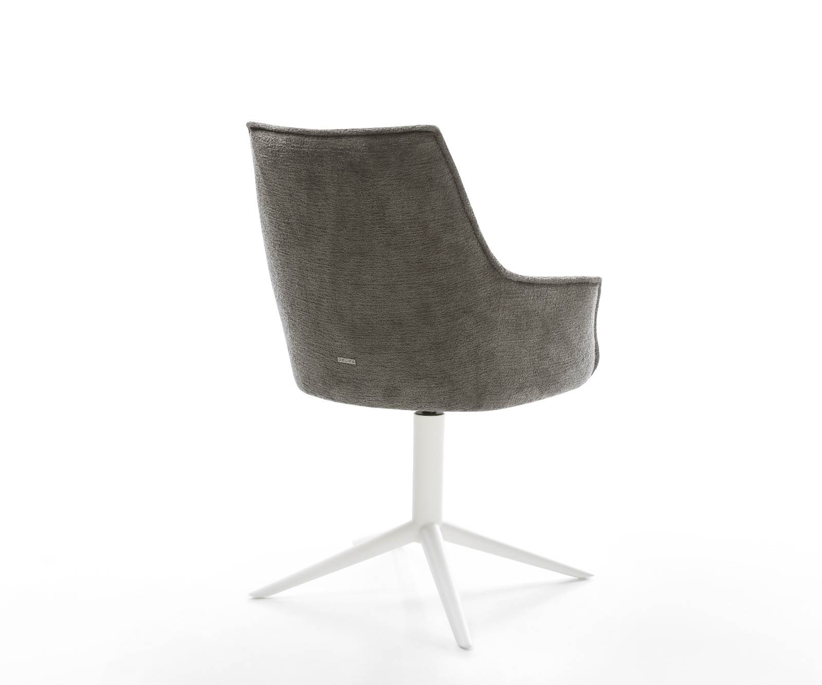 Étkezőszék Alja-Flex karfás bouclé puha sötét bézs kereszt láb fehér 360° forgatható hintamechanizmus zsákrugós - Image 5