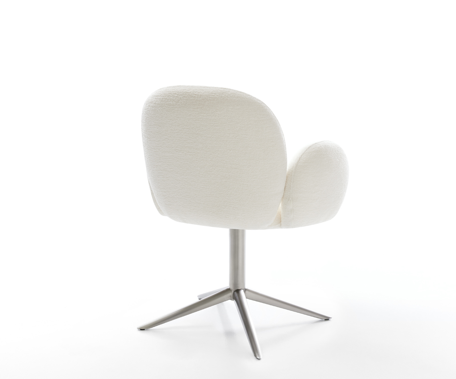 Étkezőszék Nube-Flex karfás bouclé puha bézs rozsdamentes acél kereszt láb 360° forgatható billenő zsákrugós matrac - Image 5