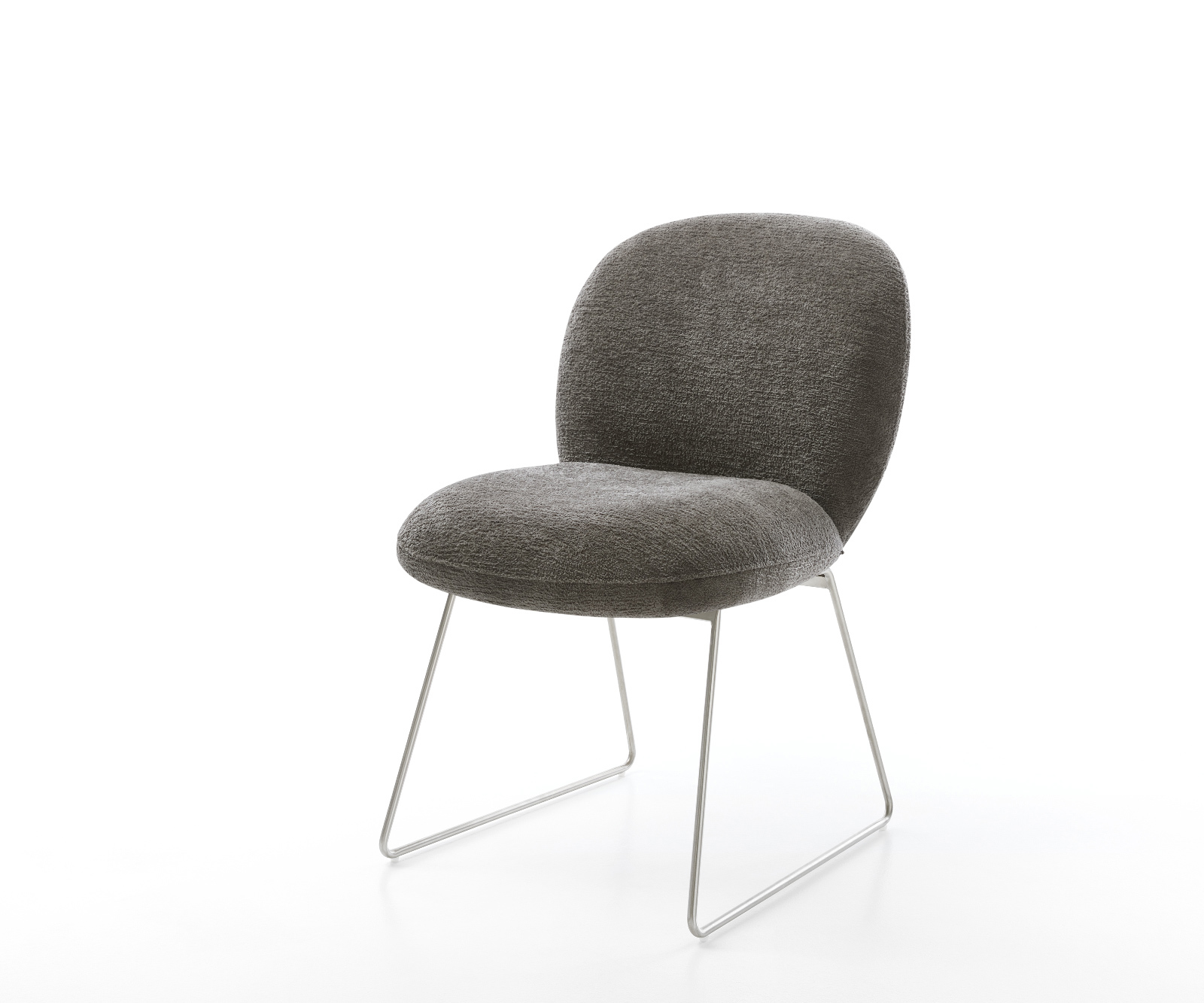 Étkezőszék Nube-Flex bouclé puha sötét bézs vékony láb rozsdamentes acél zsákrugó