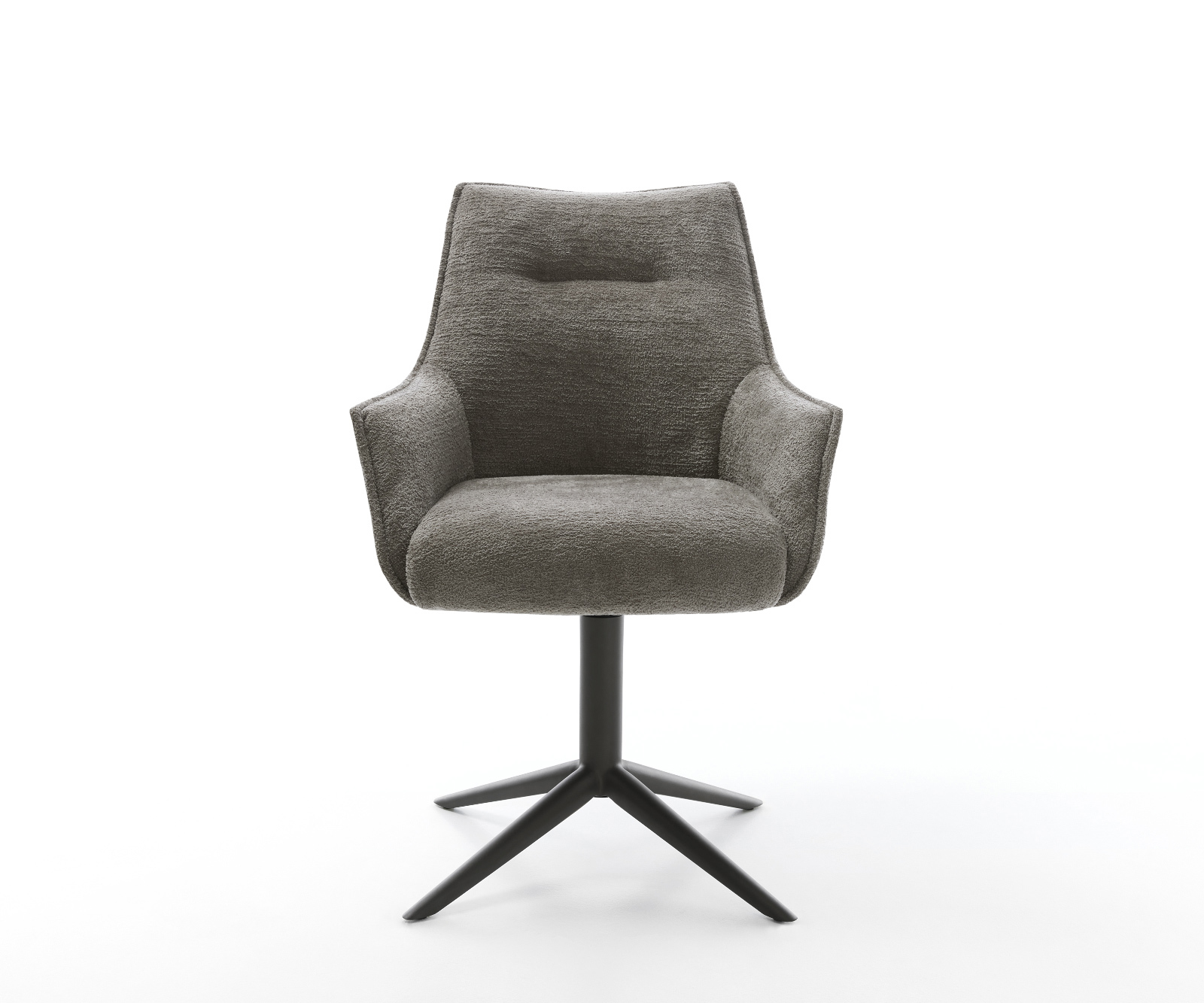 Étkezőszék Alja-Flex karfás bouclé puha sötét bézs kereszt láb fekete 360° forgatható billenő zsákrugós - Image 2