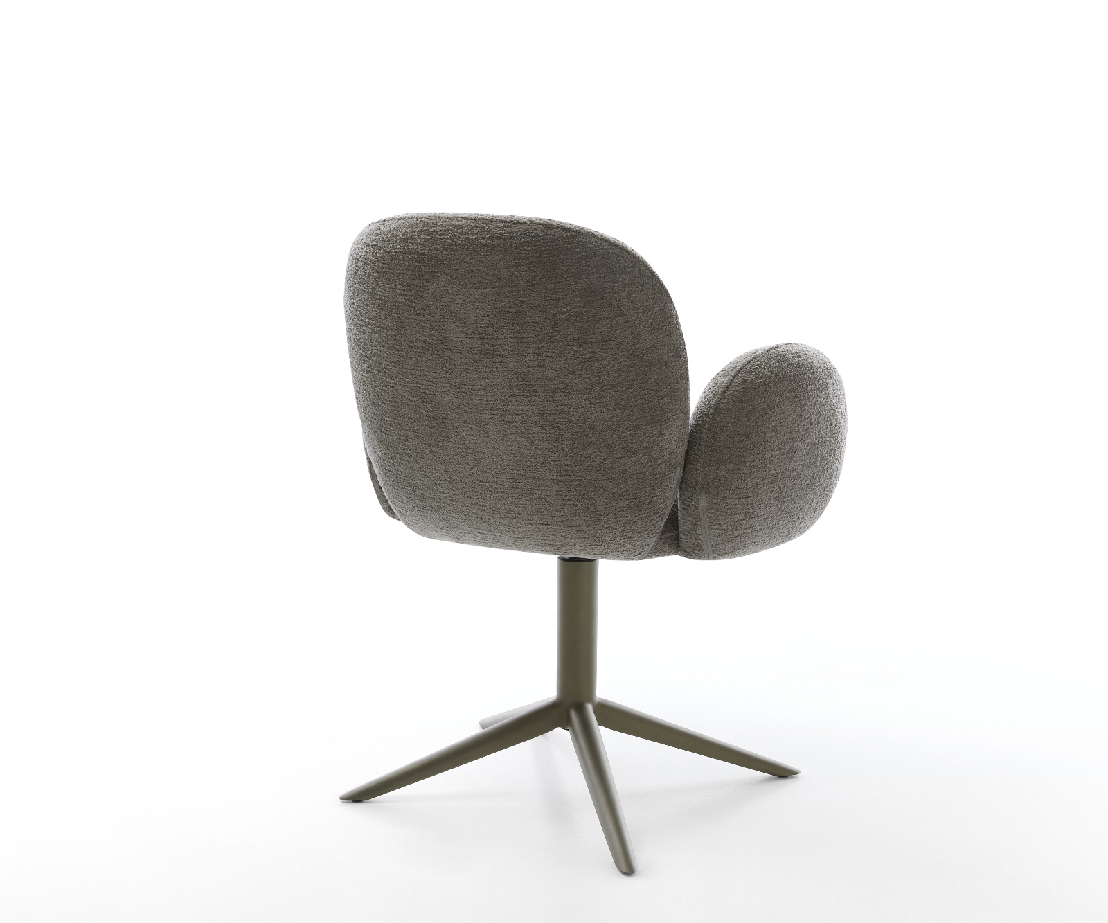 Étkezőszék Nube-Flex karfás bouclé puha sötét bézs kereszt láb titán színű hatvan fokban forgatható billenő zsákrugós matrac - Image 5