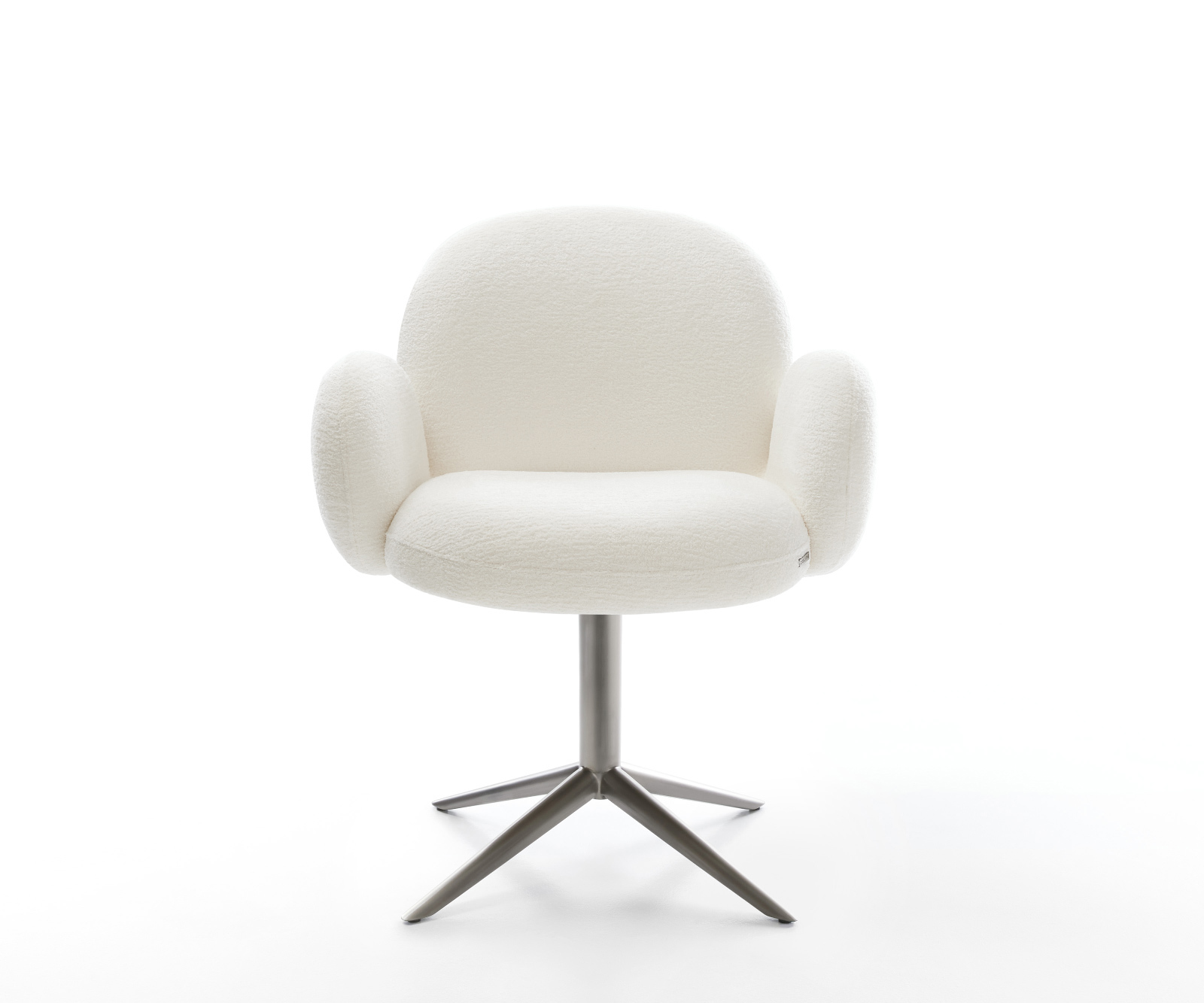 Étkezőszék Nube-Flex karfás bouclé puha bézs kereszt láb grafit 360° forgatható billenő zsákrugós matrac - Image 2