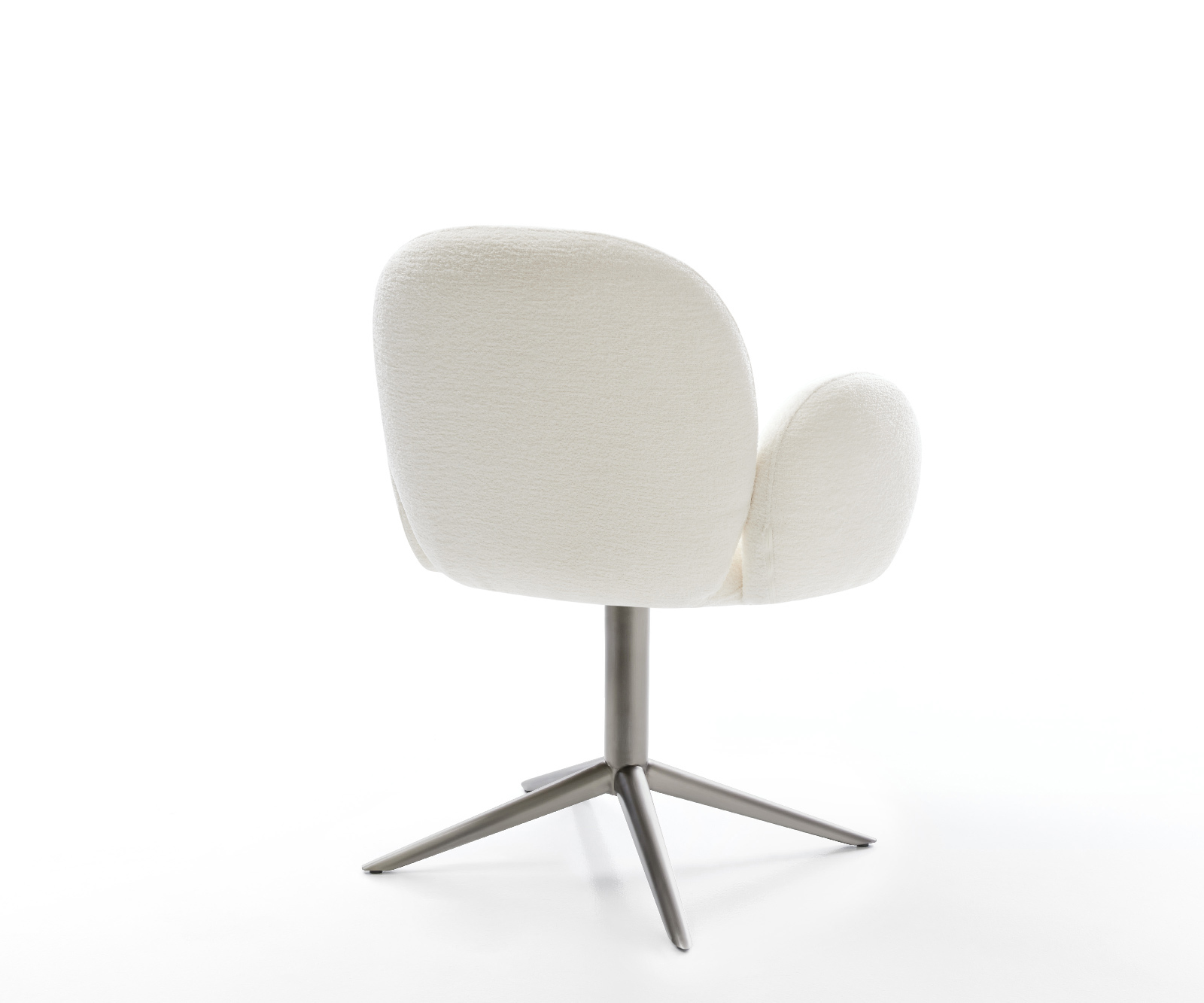 Étkezőszék Nube-Flex karfás bouclé puha bézs kereszt láb grafit 360° forgatható billenő zsákrugós matrac - Image 5