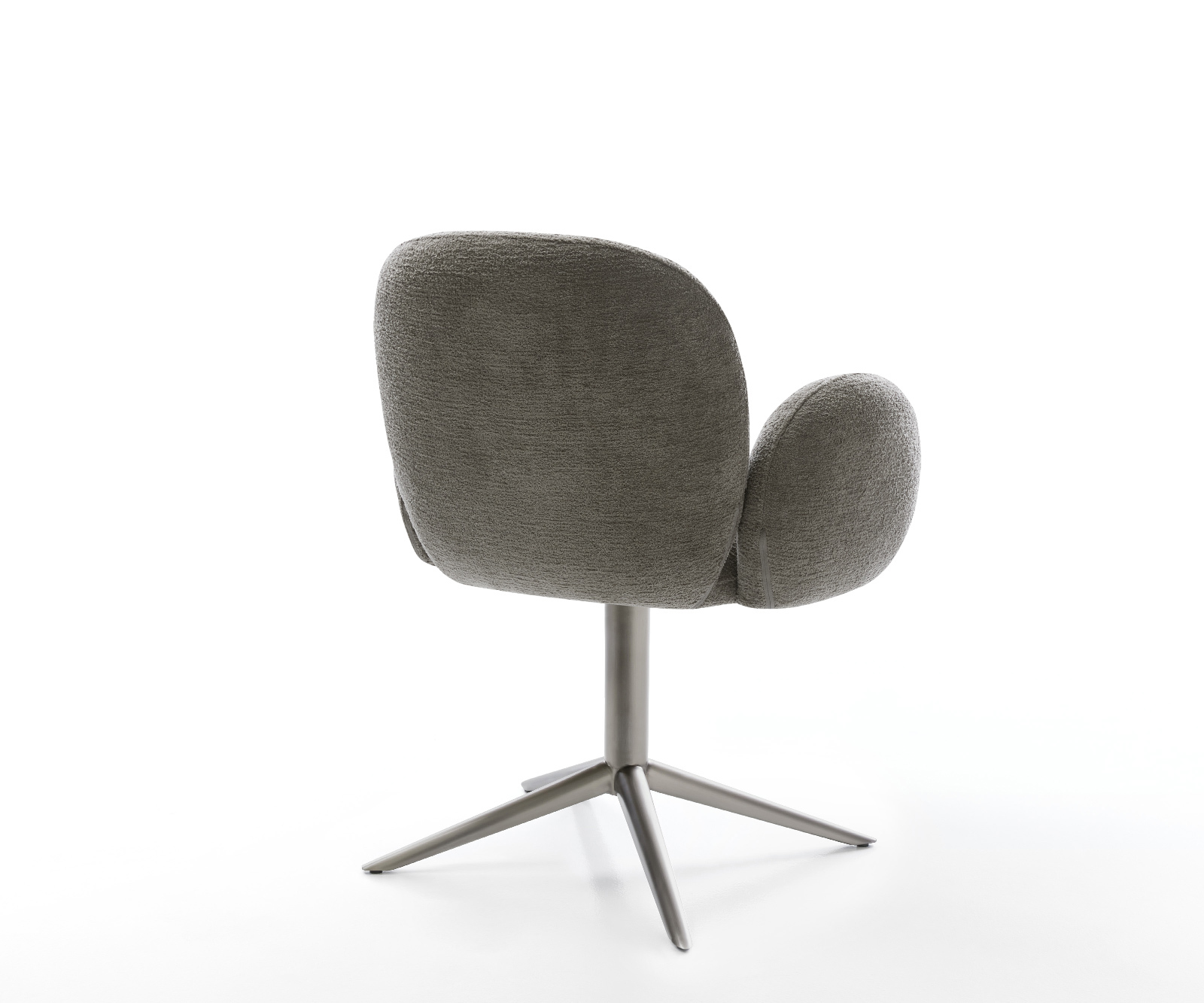 Étkezőszék Nube-Flex karfás bouclé puha sötét bézs kereszt láb grafit 360° forgatható billenő zsákrugós matrac - Image 5