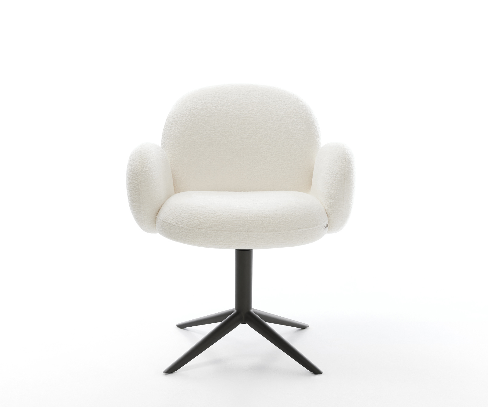 Étkezőszék Nube-Flex karfás bouclé puha bézs fekete kereszt láb 360° forgatható billenő zsákrugós matrac - Image 2