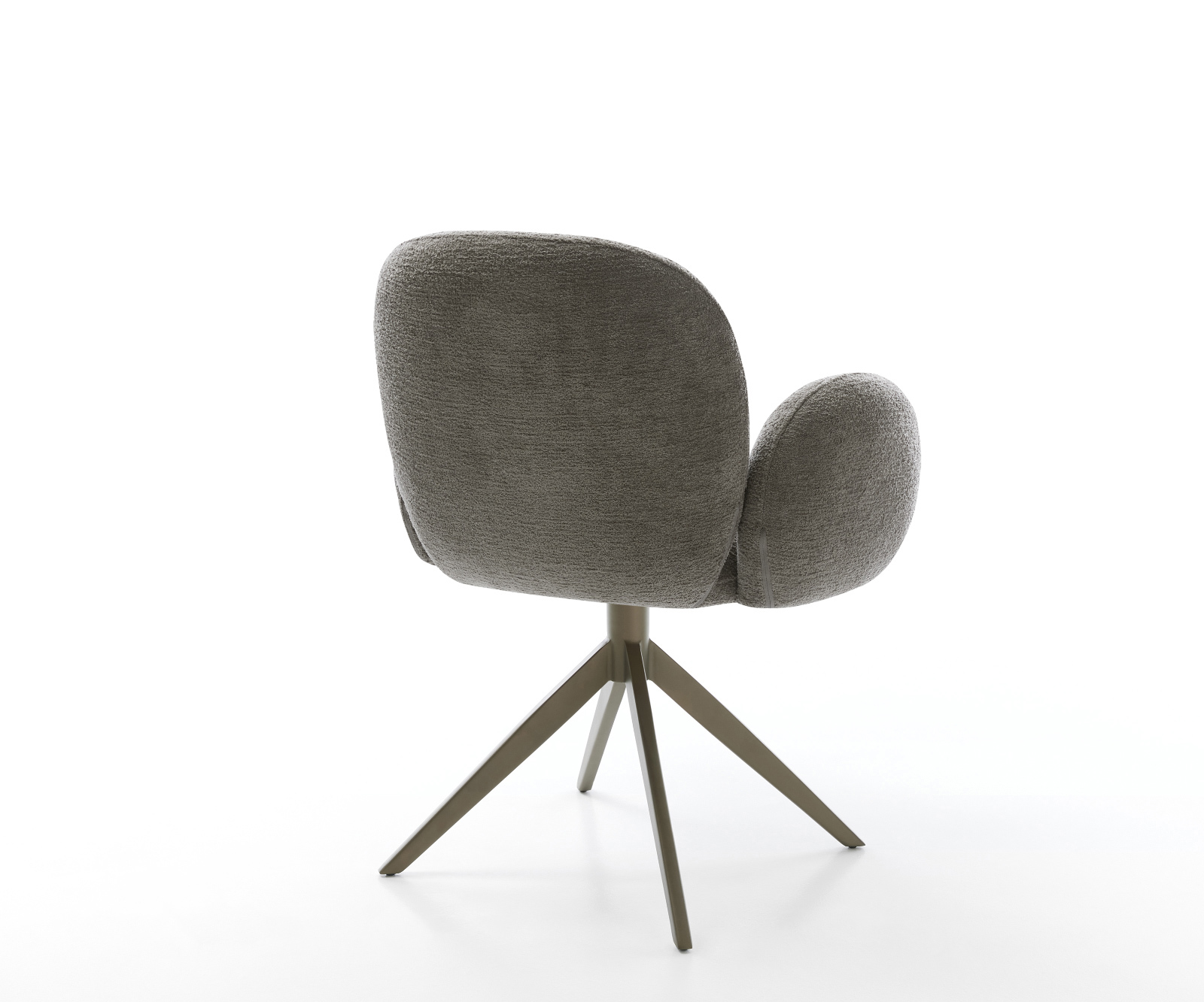 Étkezőszék Nube-Flex karfás bouclé puha sötét bézs kereszt láb széles titánszínű hatás 360° forgatható billenő zsákrugós matraccal - Image 5