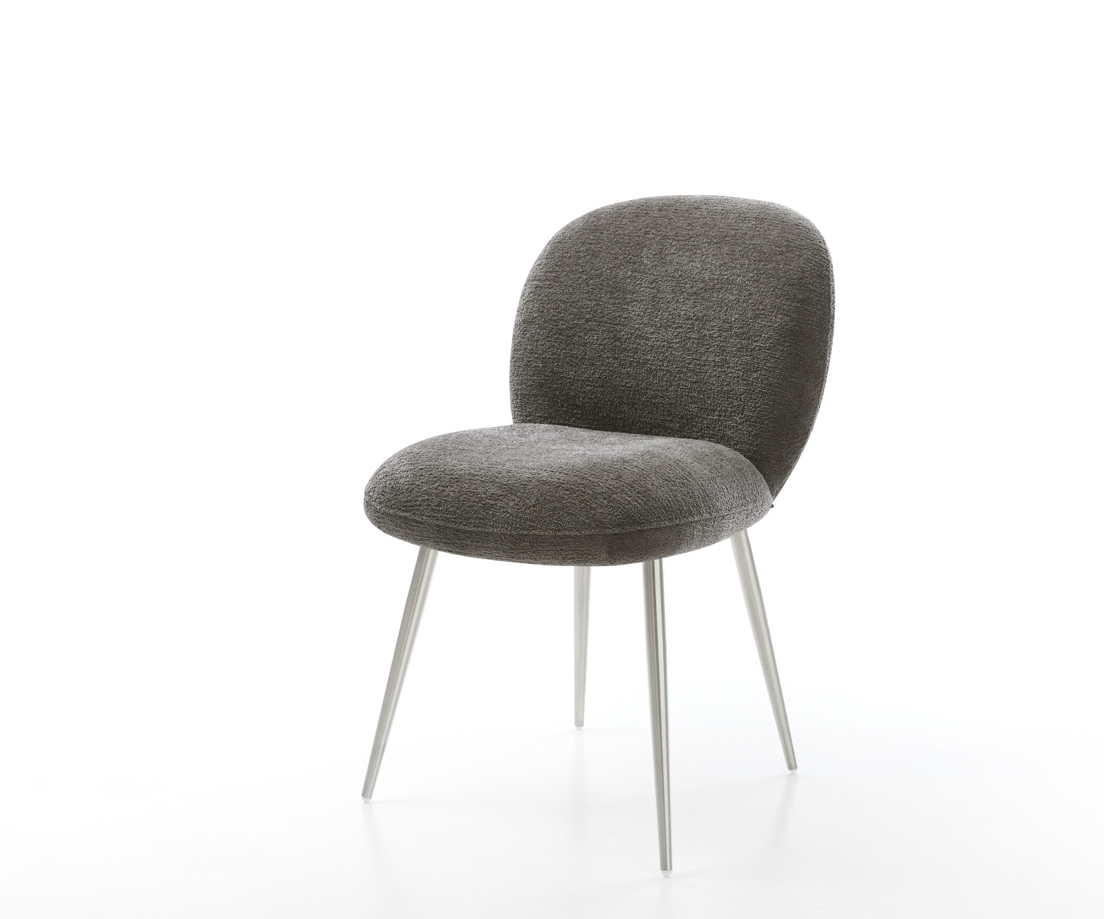 Étkezőszék Nube-Flex bouclé puha sötét bézs 4 láb kúpos rozsdamentes acél zsákrugós