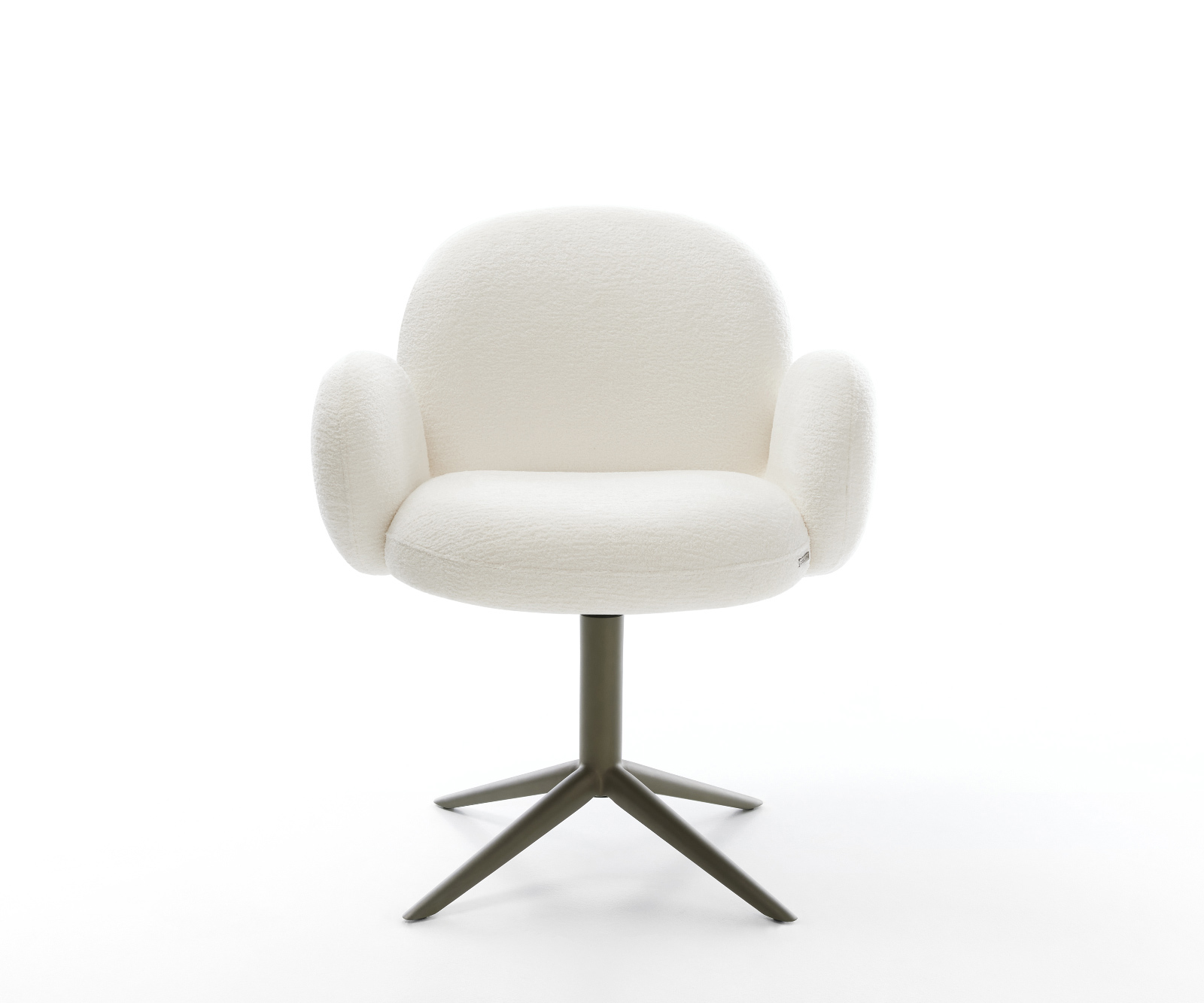 Étkezőszék Nube-Flex karfás bouclé puha bézs kereszt láb titán színű 360°-ban forgatható billenő funkció zsákrugós matrac - Image 2