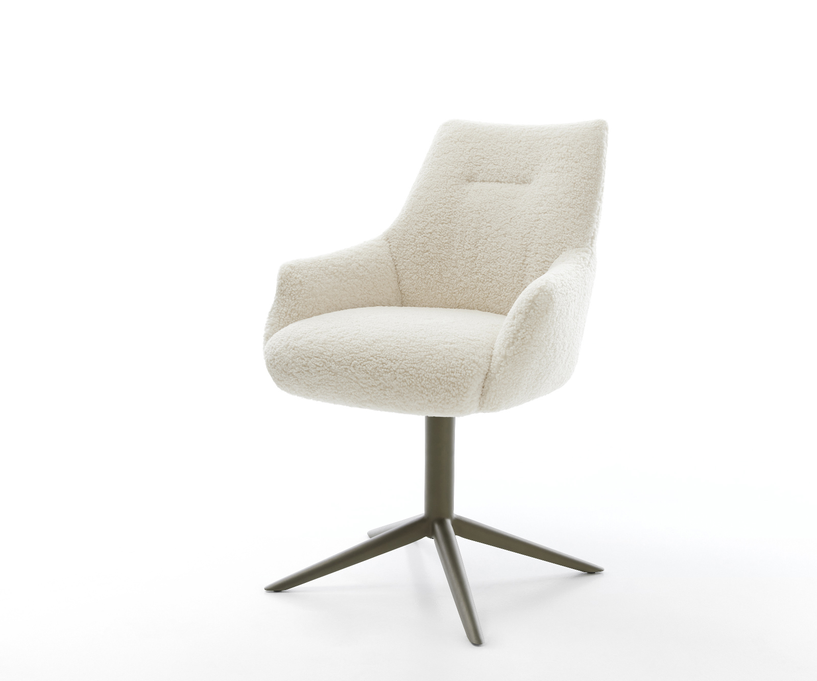 Étkezőszék Alja-Flex karfás teddy szövet bézs kereszt láb titán színű 360° forgatható billenő zsákrugós