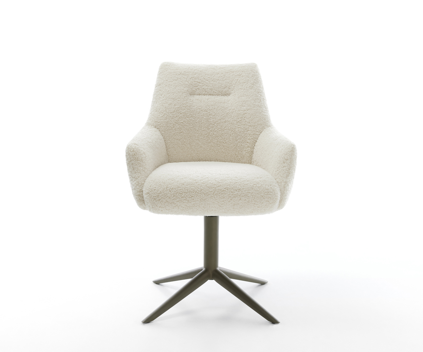 Étkezőszék Alja-Flex karfás teddy szövet bézs kereszt láb titán színű 360° forgatható billenő zsákrugós - Image 2